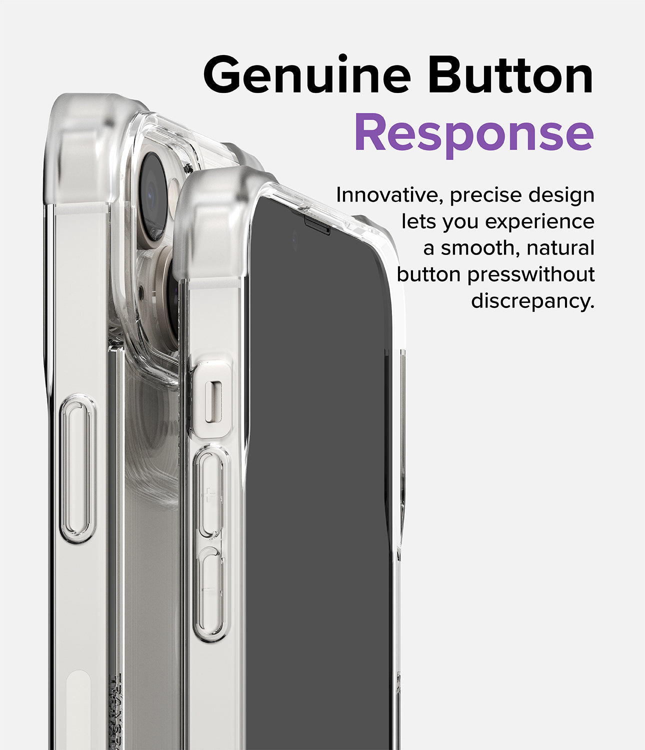 iPhone 14 Case | Fusion Bumper- Clear- Genuine Button Response. Innovative, precise design lets you experience a smooth, natural button press without discrepancy.