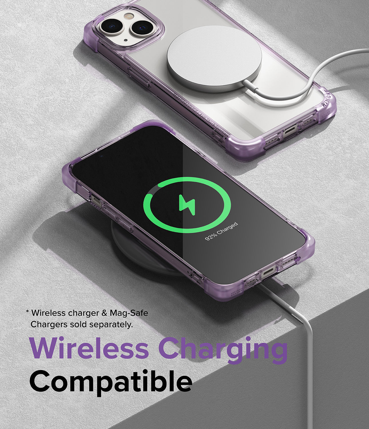 iPhone 14 Case | Fusion Bumper- Clear Purple- Wireless Charging Compatible.
