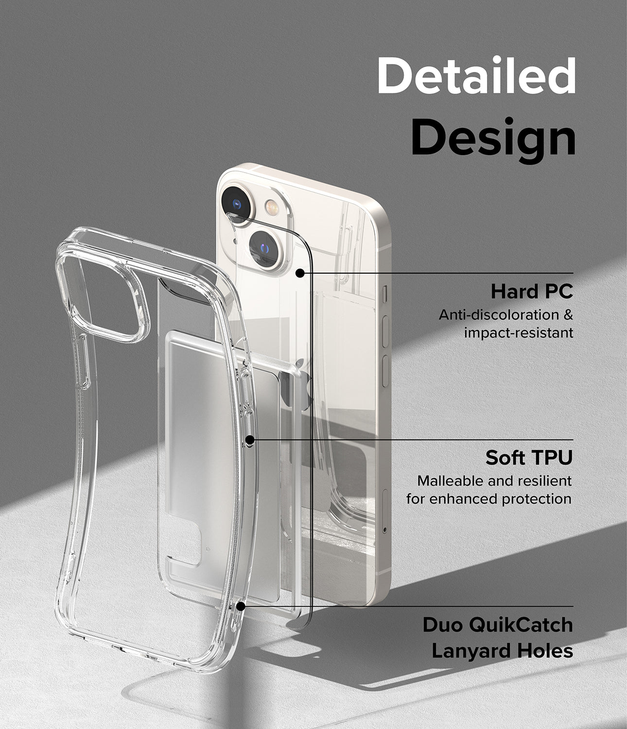 iPhone 14 Case | Fusion Card - Detailed Design. Anti-discoloration and impact-resistant with Hard PC. Malleable and resilient for enhanced protection with Soft TPU. Duo QuikCatch Lanyard Holes