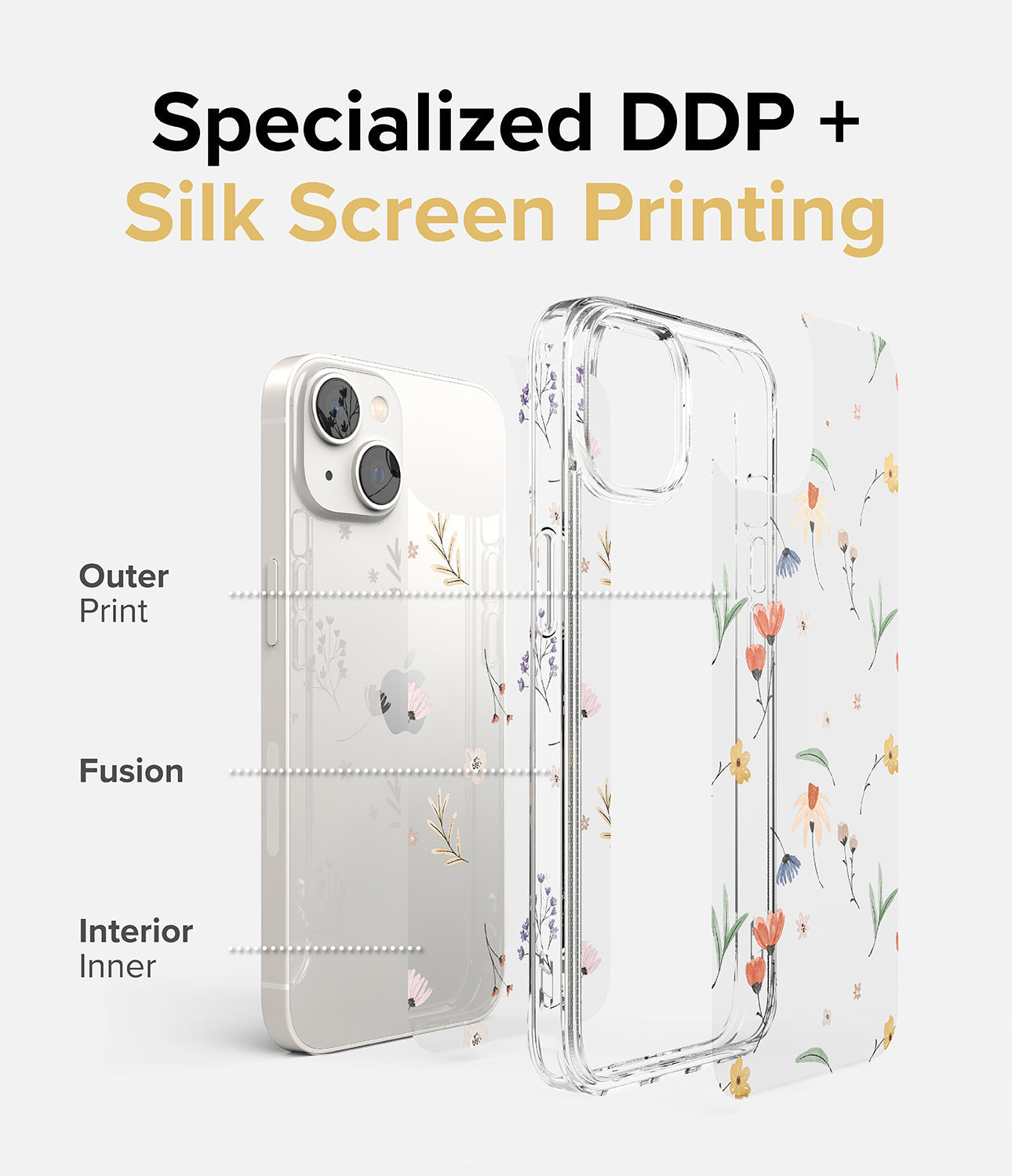 iPhone 14 Case | Fusion Design - Dry Flowers - Specialized DDP+ Silk Screen Printing.