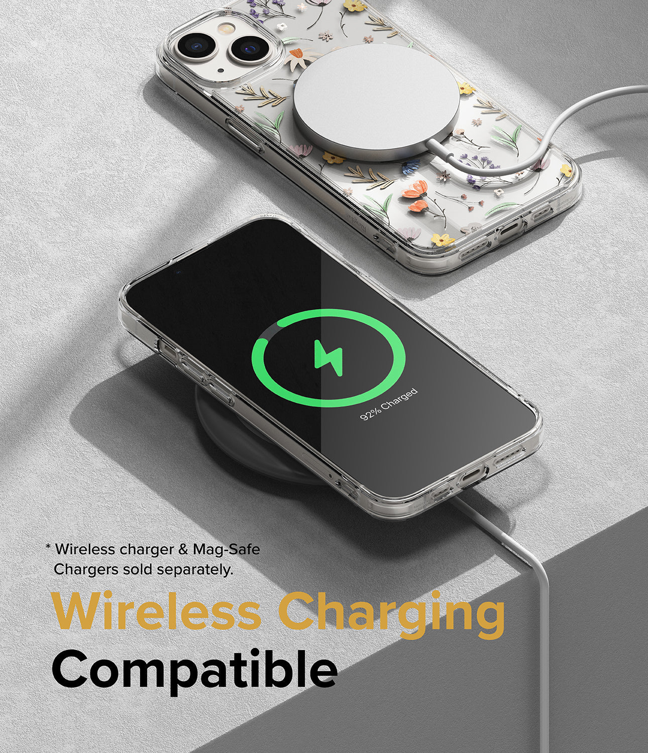 iPhone 14 Case | Fusion Design - Dry Flowers - Wireless Charging Compatible.