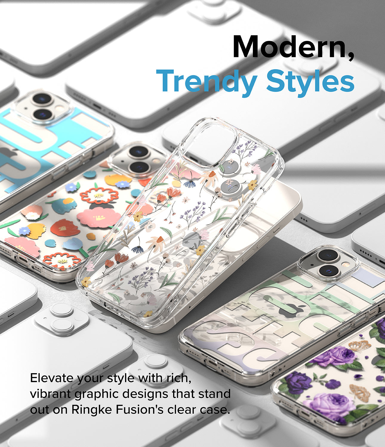 iPhone 14 Case | Fusion Design - Jeju - Modern, Trendy Styles. Elevate your style with rich vibrant graphic designs that stand out on Ringke Fusion's clear case.