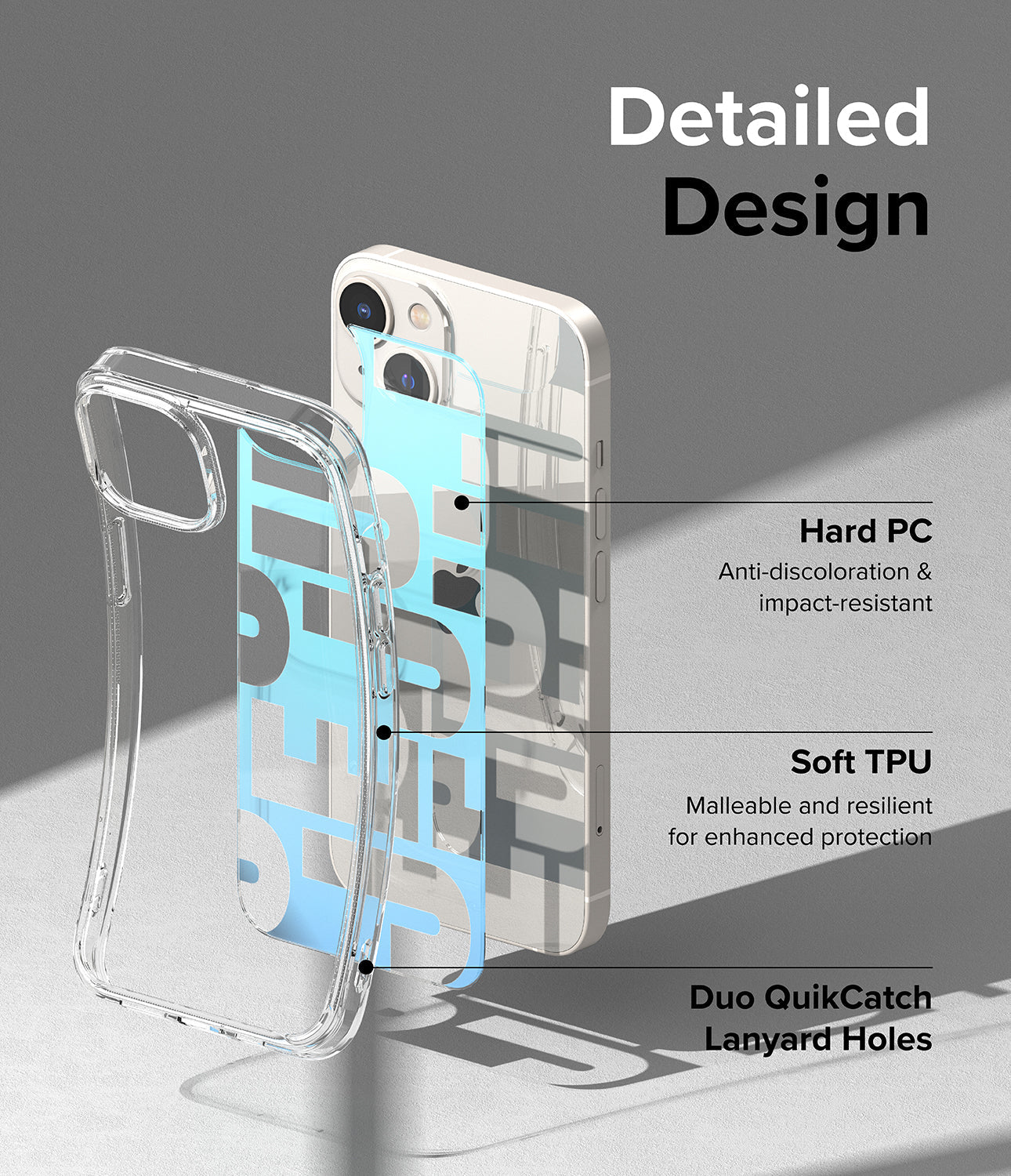 iPhone 14 Case | Fusion Design - Jeju - Detailed Design. Anti-discoloration and impact-resistant with Hard PC. Malleable and resilient for enhanced protection with Soft TPU. Duo QuikCatch Lanyard Holes.