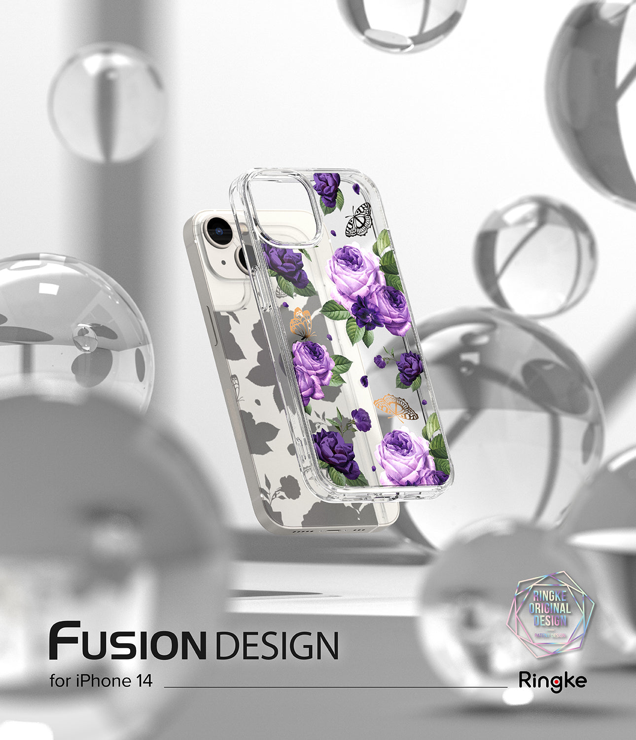 iPhone 14 Case | Fusion Design - Purple Rose - By Ringke