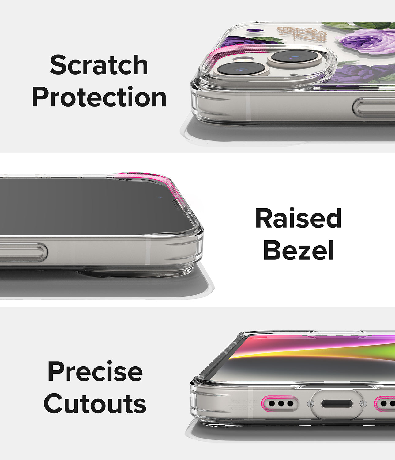iPhone 14 Case | Fusion Design - Purple Rose - Scratch Protection Raised Bezel. Precise Cutouts.