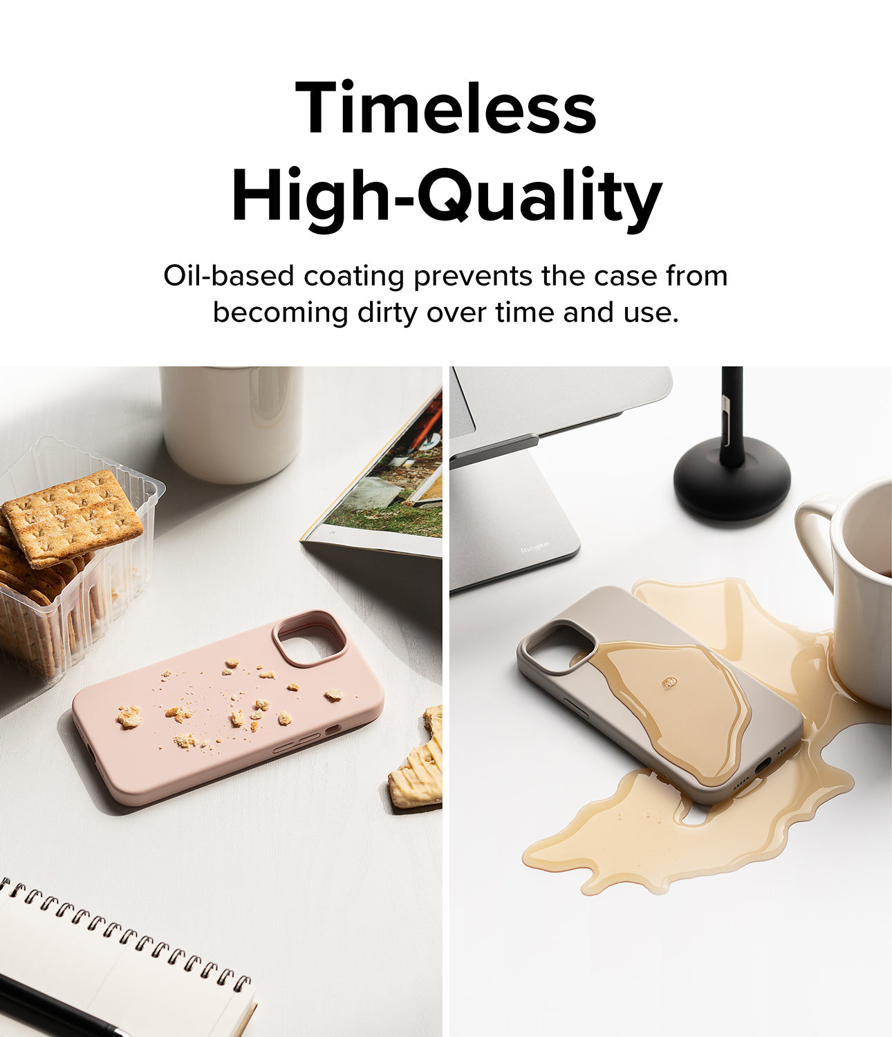 iPhone 14 Case | Silicone - Black - Timeless High-Quality. Oil-based coating prevents the case from becoming dirty over time and use.