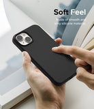 iPhone 14 Case | Silicone - Black - Soft Feel. Made of smooth and silky silicone material.