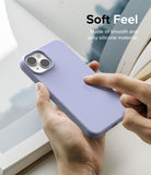 iPhone 14 Case | Silicone - Lavender - Soft Feel. Made of smooth and silky silicone material.
