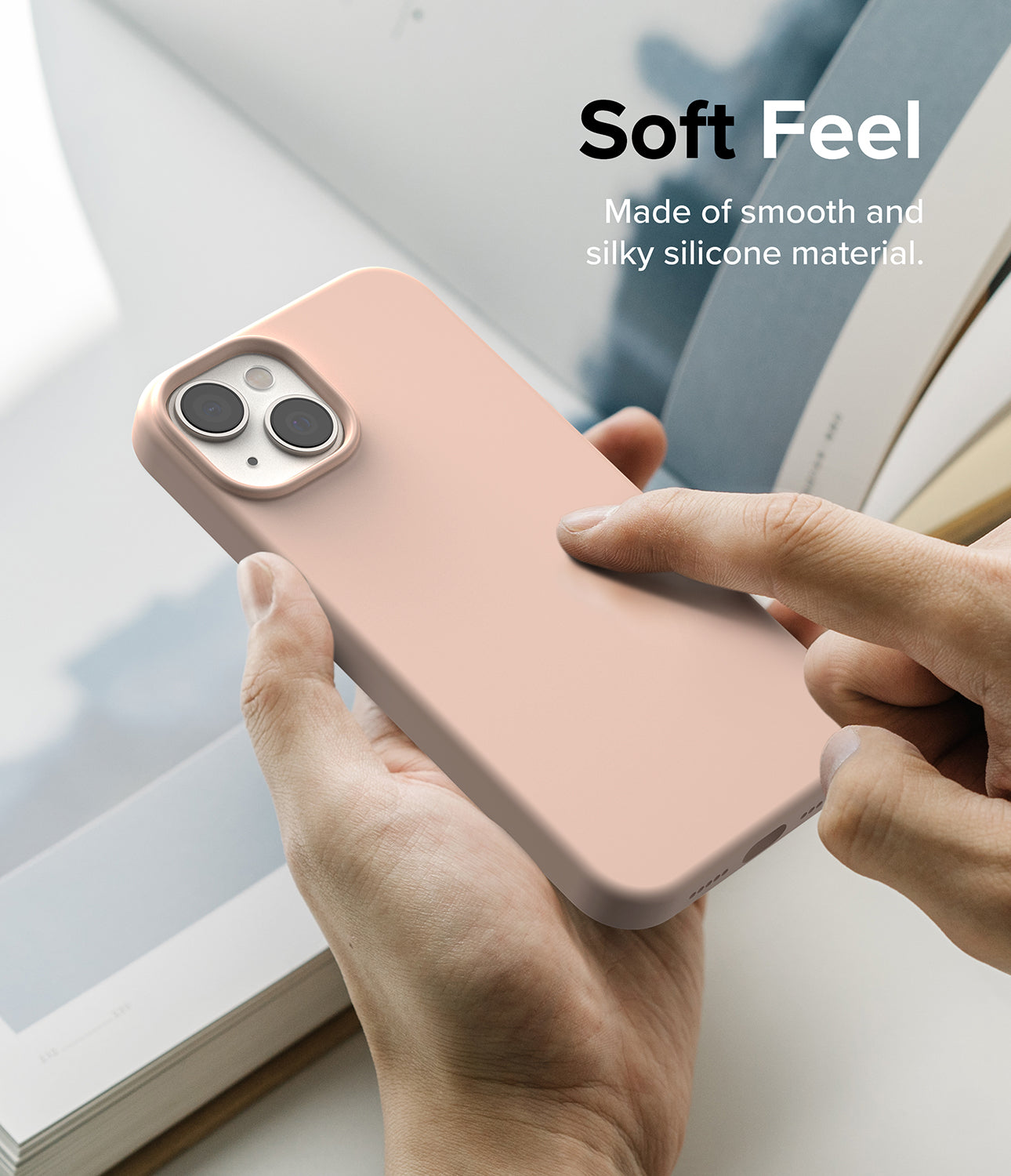 iPhone 14 Case | Silicone - Pink Sand - Soft Feel. Made of smooth and silky silicone material.