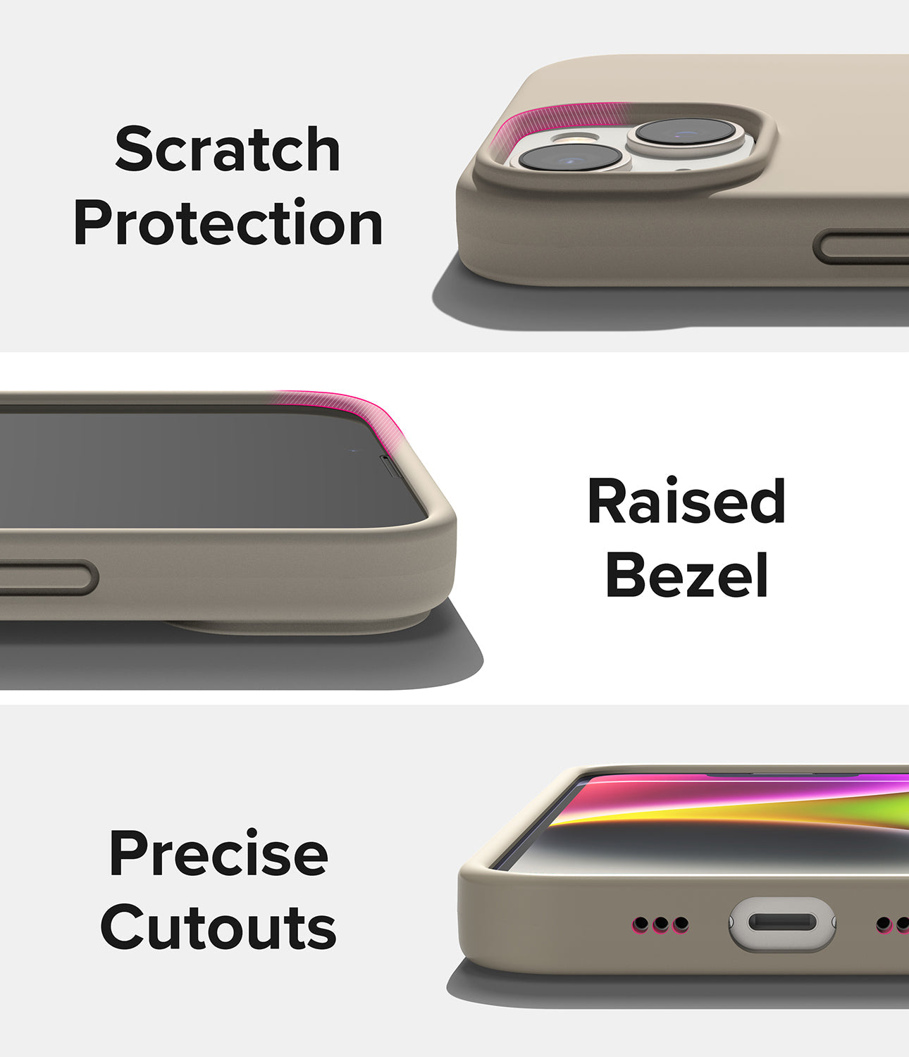 iPhone 14 Case | Silicone - Stone - Scratch Protection Raised Bezel. Precise Cutouts