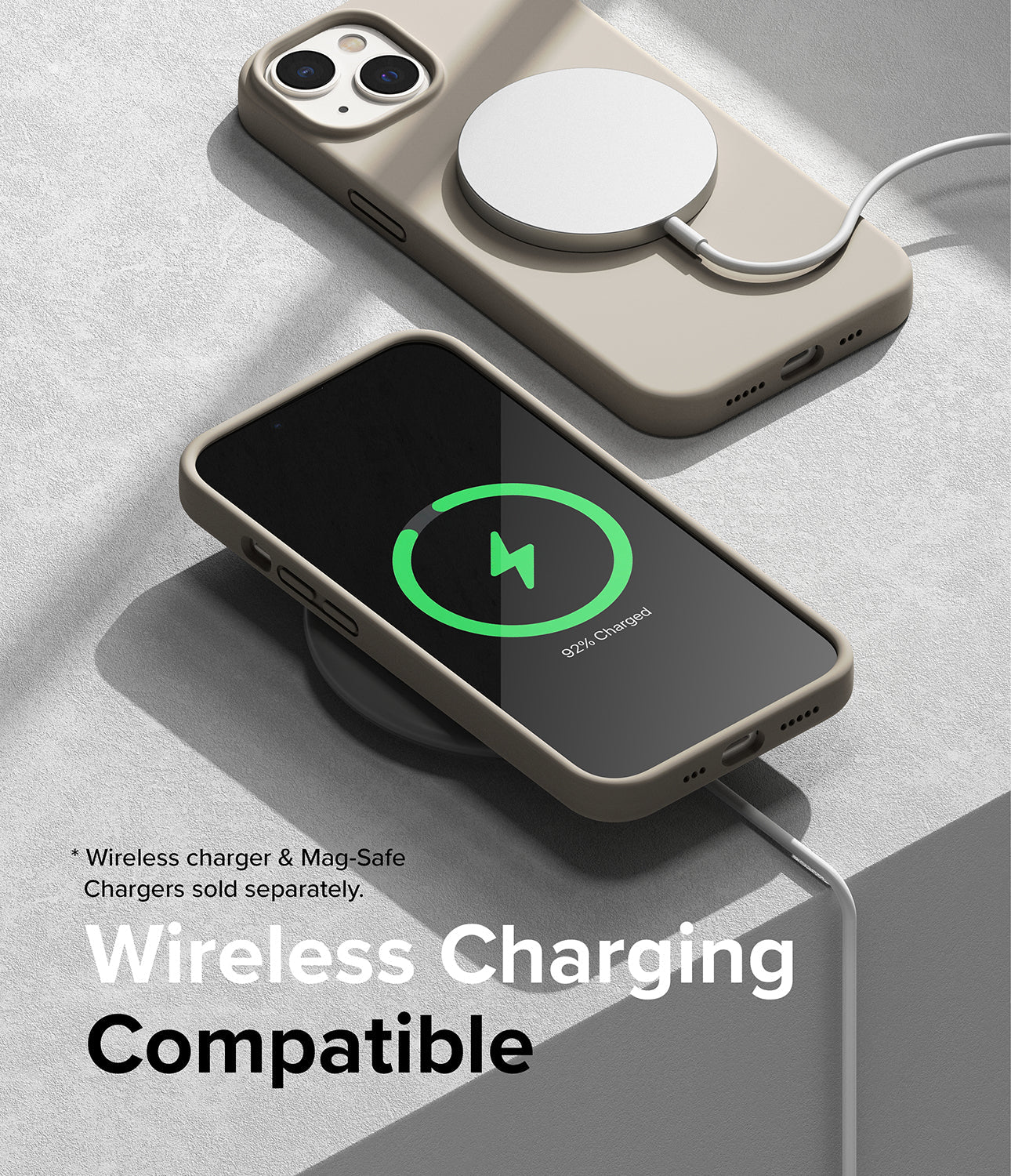 iPhone 14 Case | Silicone - Stone- Wireless charging Compatible