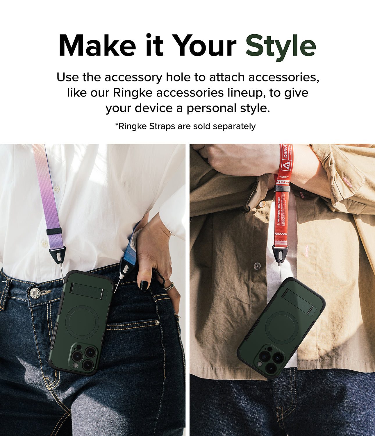 iPhone 15 Pro Max Case | Alles - Dark Green - Make it Your Style. Use the accessory hole to attach accessories, like our Ringke accessories lineup, to give your device a personal style.
