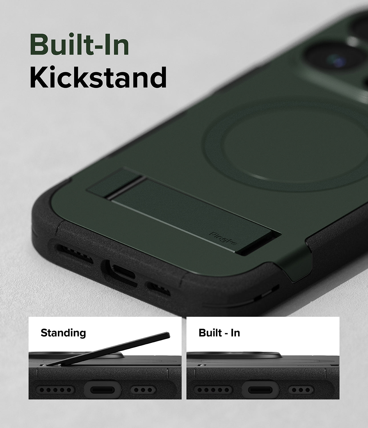 iPhone 15 Pro Max Case | Alles - Dark Green- Built-In Kickstand