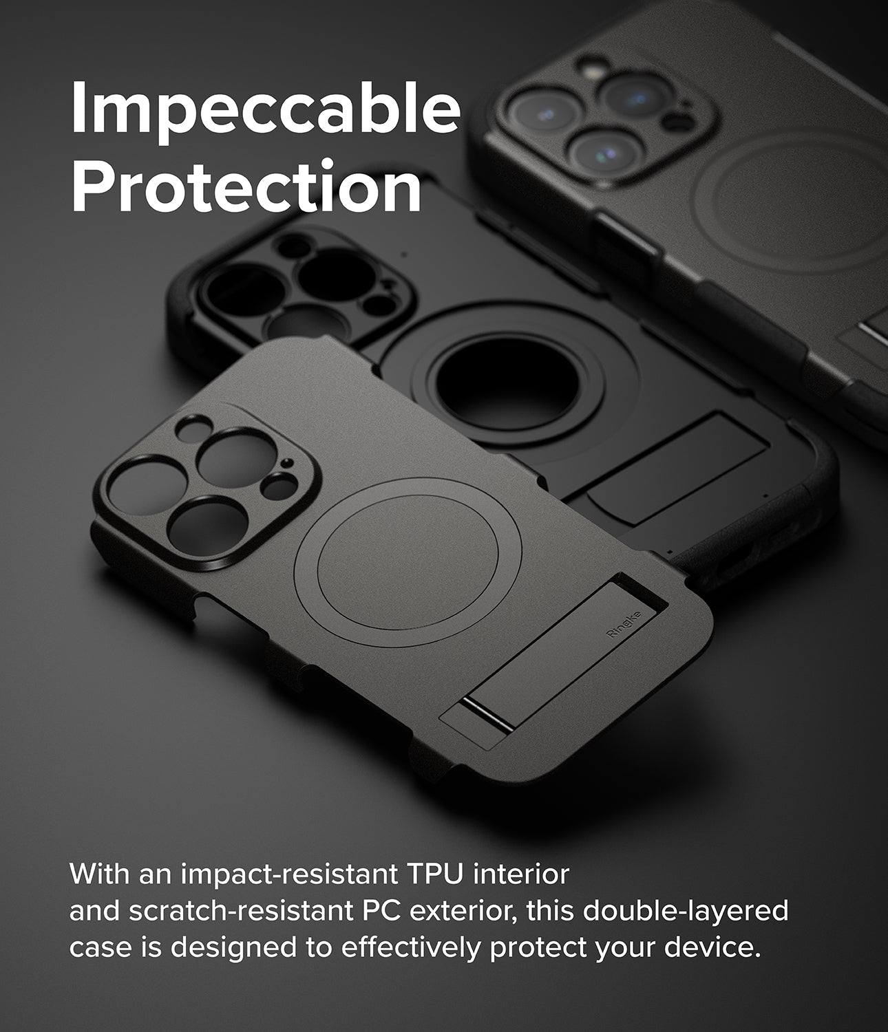 iPhone 15 Pro Max Case | Alles - Gun Metal - Impeccable Protection. With an impact-resistant TPU interior and scratch-resistant PC exterior, this double-layered case is designed to effectively protect your deivce.