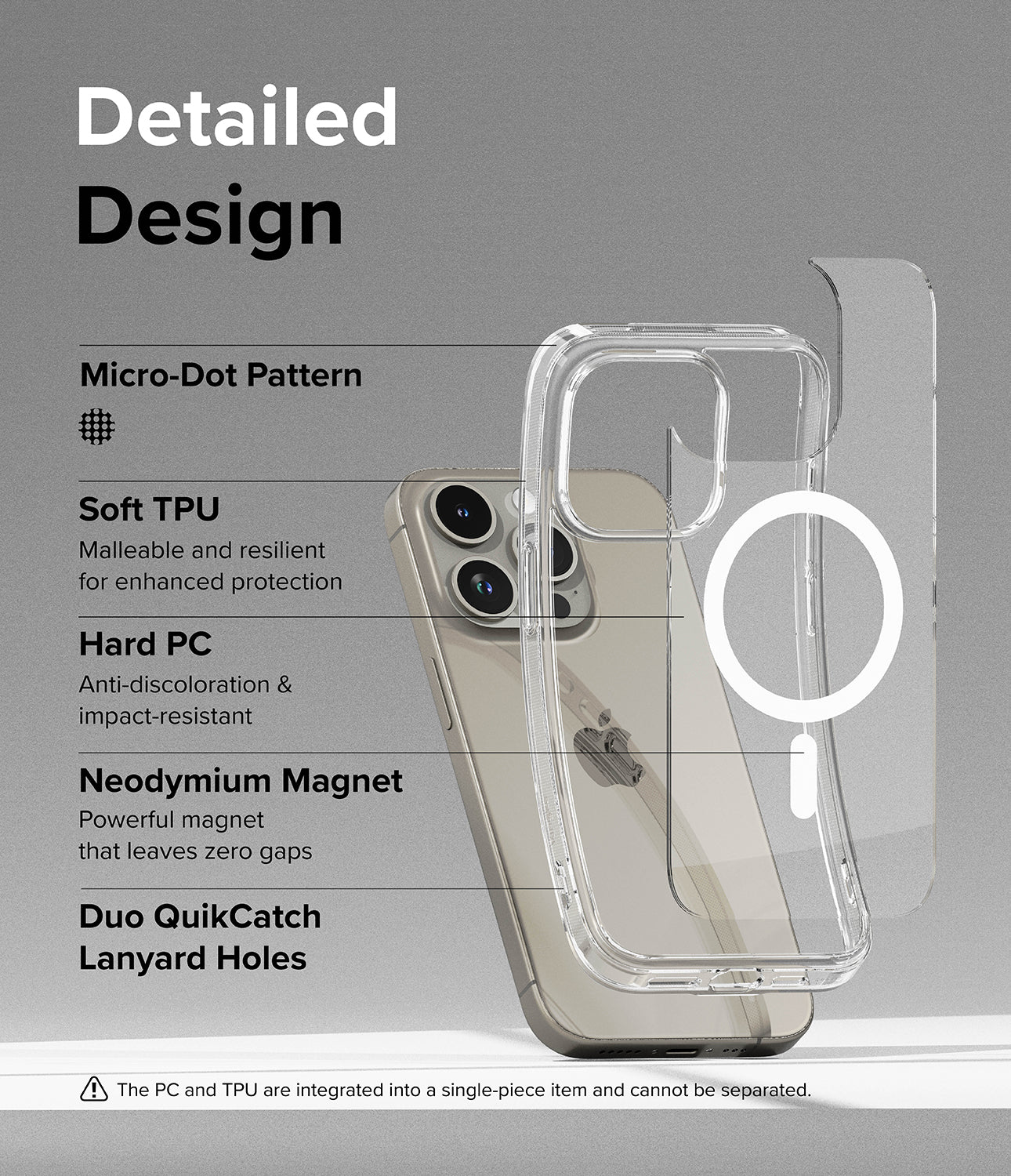 iPhone 15 Pro Max Case | Fusion Magnetic - Clear - Detailed Design. Micro-Dot Pattern. Malleable and resilient for enhanced protection with Soft TPU. Powerful magnet that leaves zero gaps with neodymium magnet. Duo QuikCatch Lanyard Holes.
