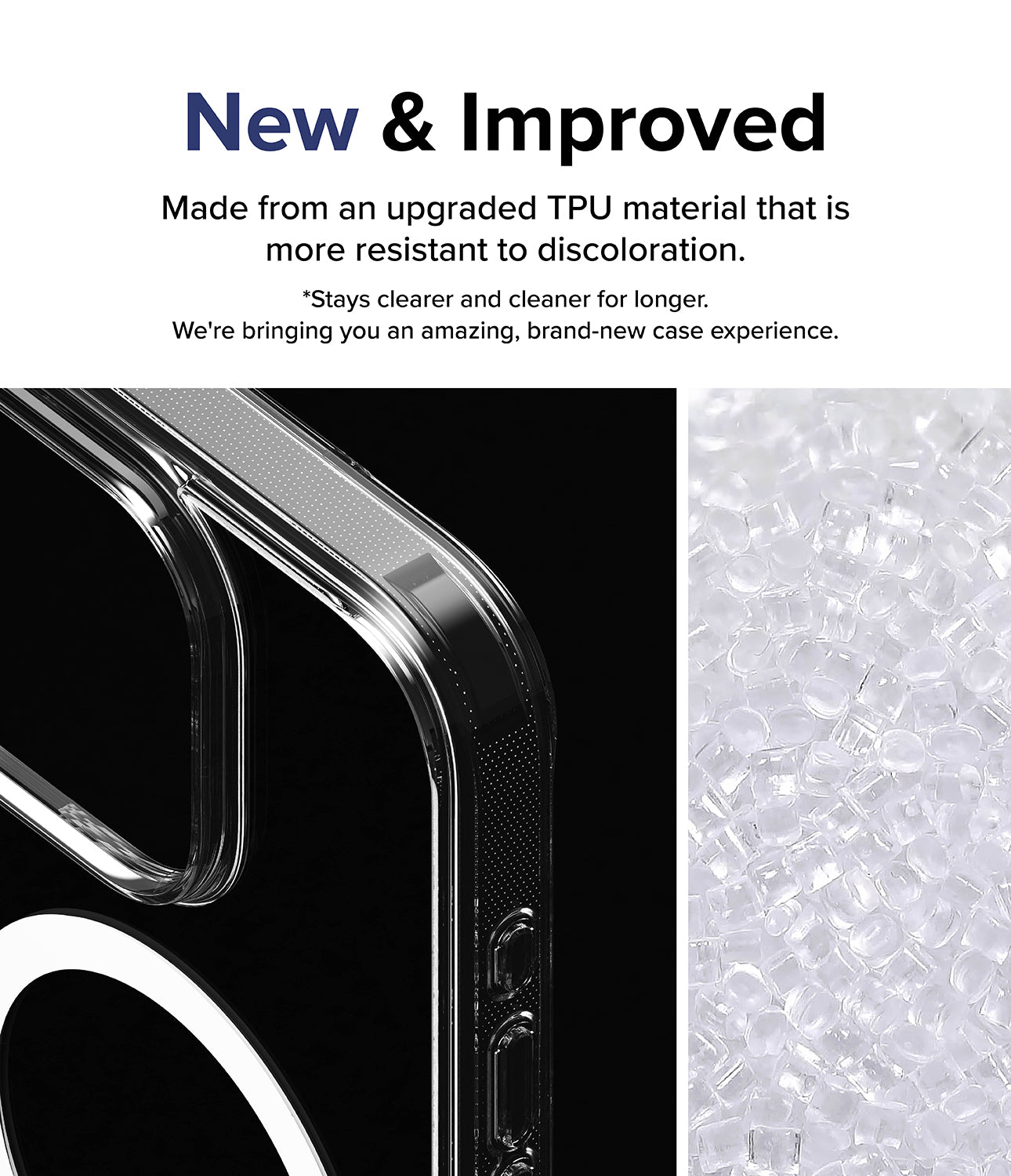 iPhone 15 Pro Max Case | Fusion Magnetic - Clear - New and Improved. Made from an upgraded TPU material that is more resistant to discoloration.