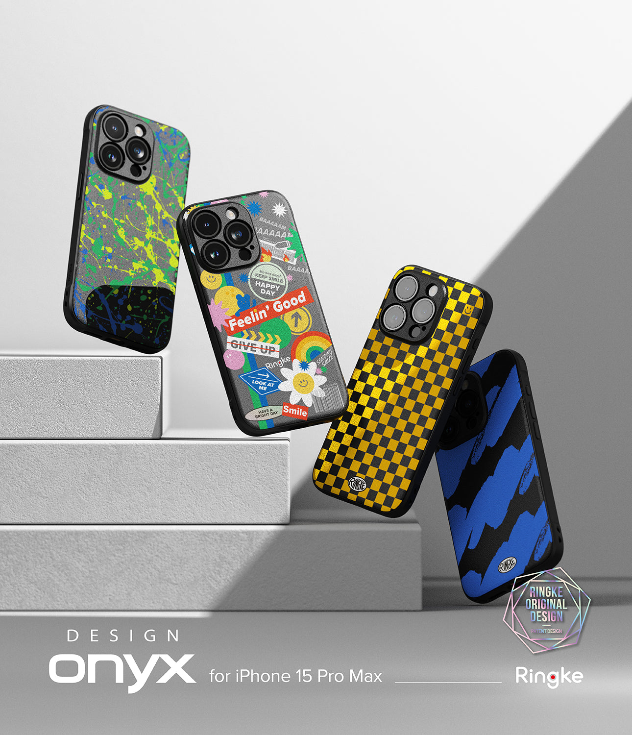 iPhone 15 Pro Max Case | Onyx Design - Blue Brush - By Ringke