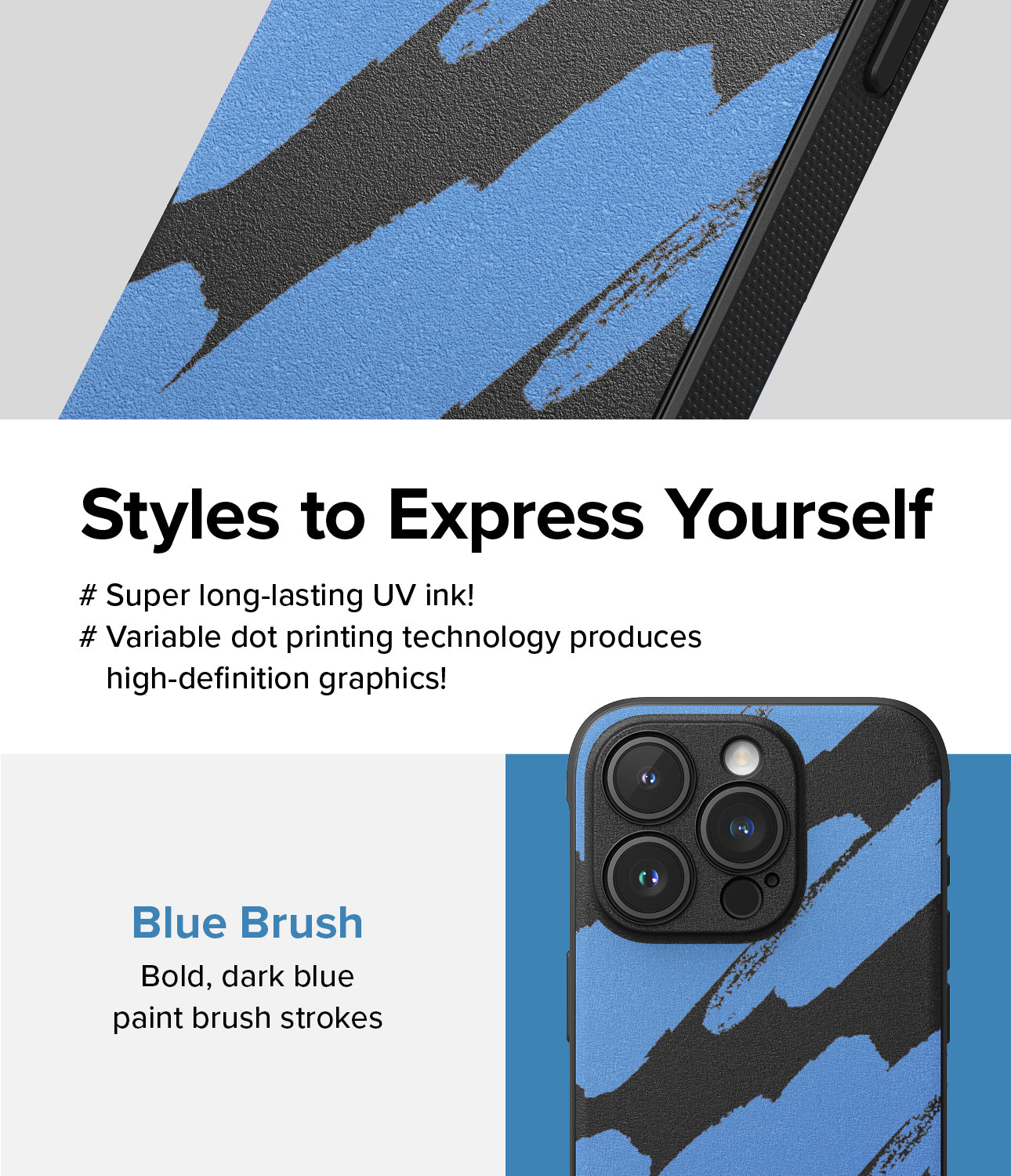 iPhone 15 Pro Max Case | Onyx Design - Blue Brush - Style to Express Yourself