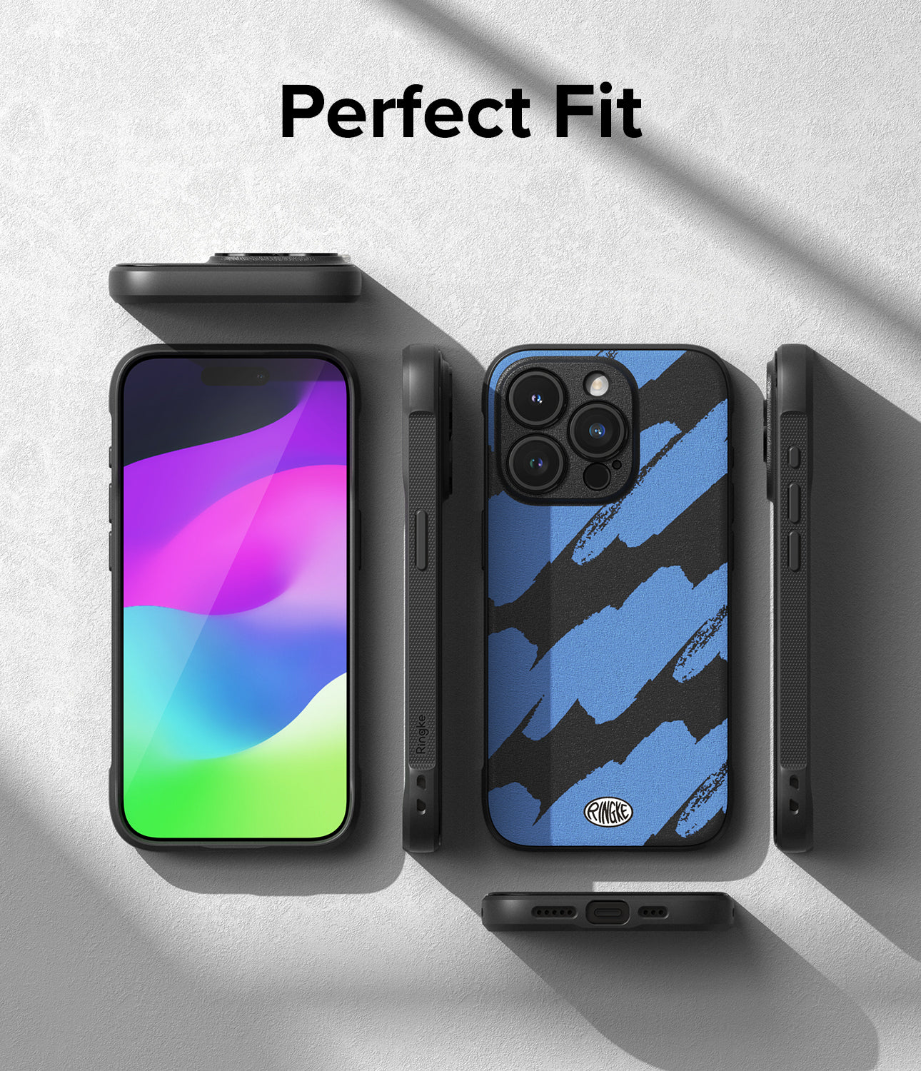 iPhone 15 Pro Max Case | Onyx Design - Blue Brush - Perfect Fit.