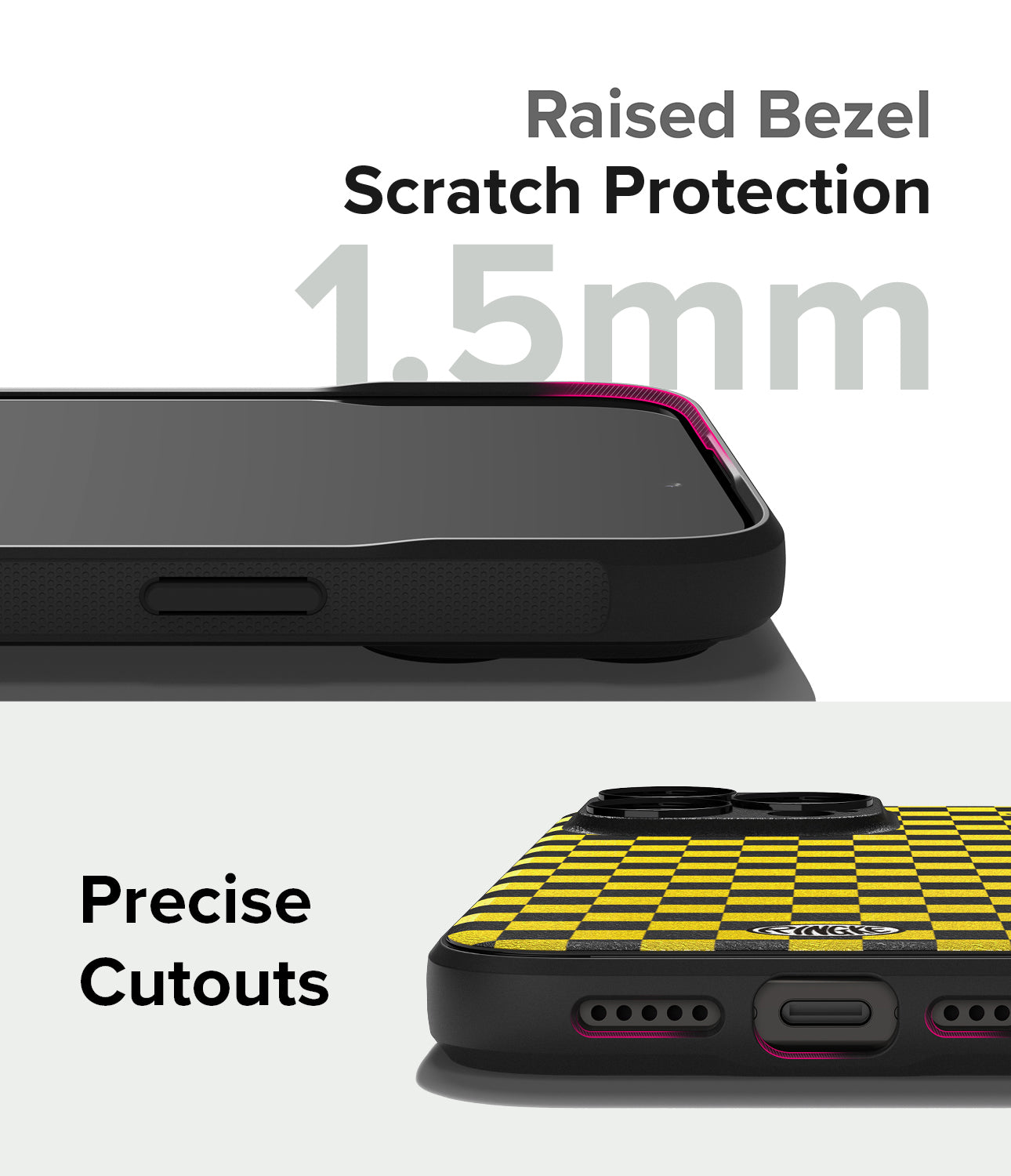 iPhone 15 Pro Max Case | Onyx Design - Checkerboard Yellow - Raised Bezel Scratch Protection. Precise Cutouts.