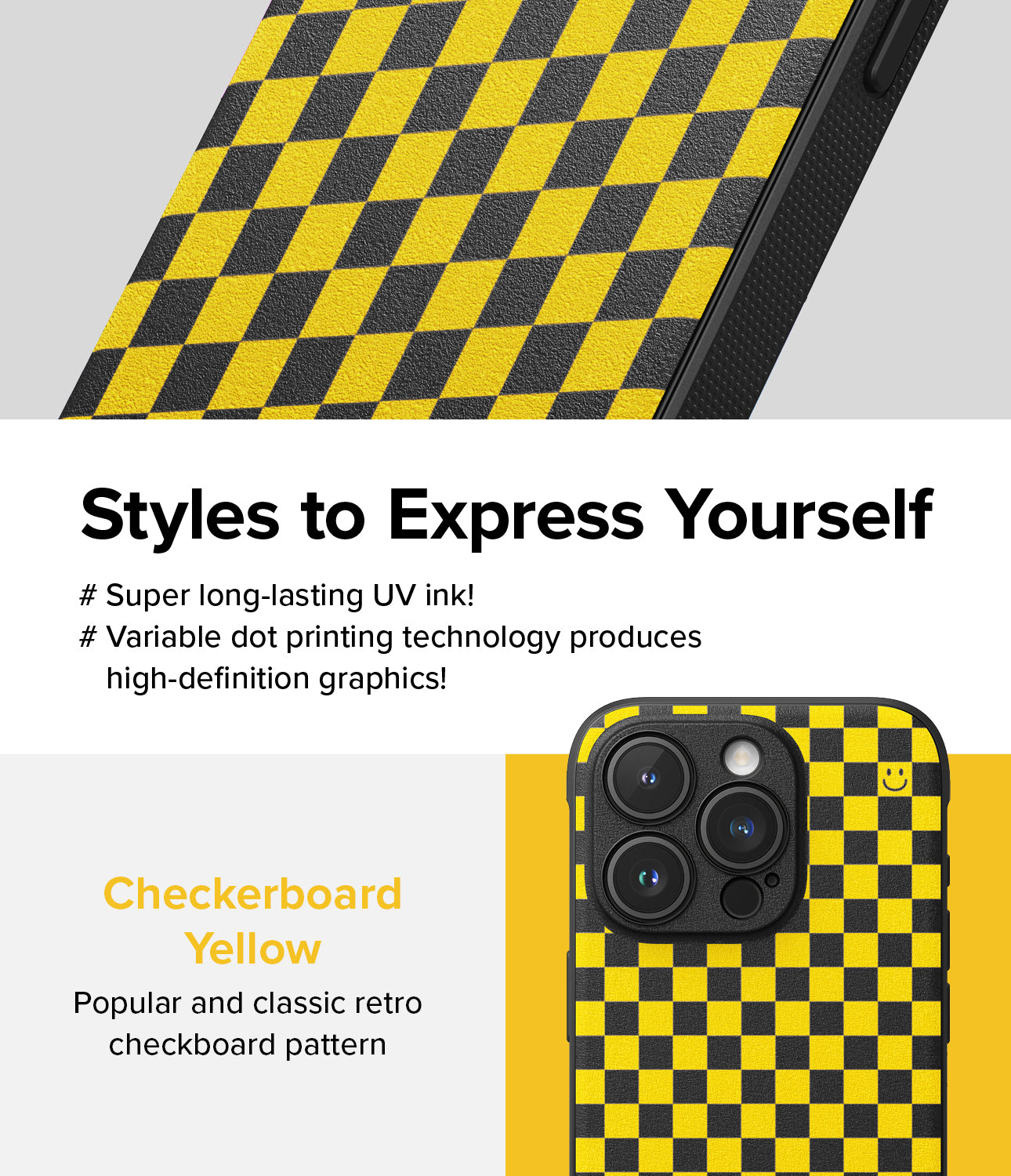 iPhone 15 Pro Max Case | Onyx Design - Checkerboard Yellow - Styles to Express Yourself.