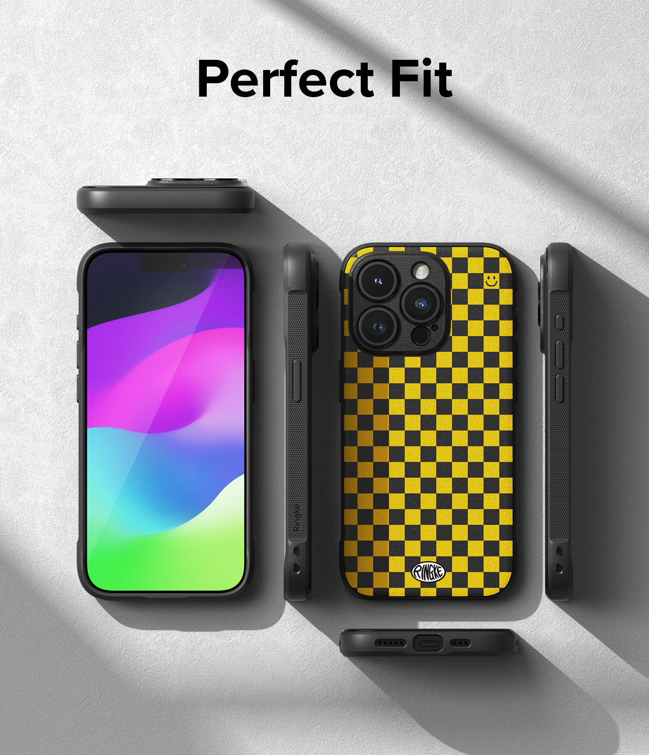 iPhone 15 Pro Max Case | Onyx Design - Checkerboard Yellow - Perfect Fit.