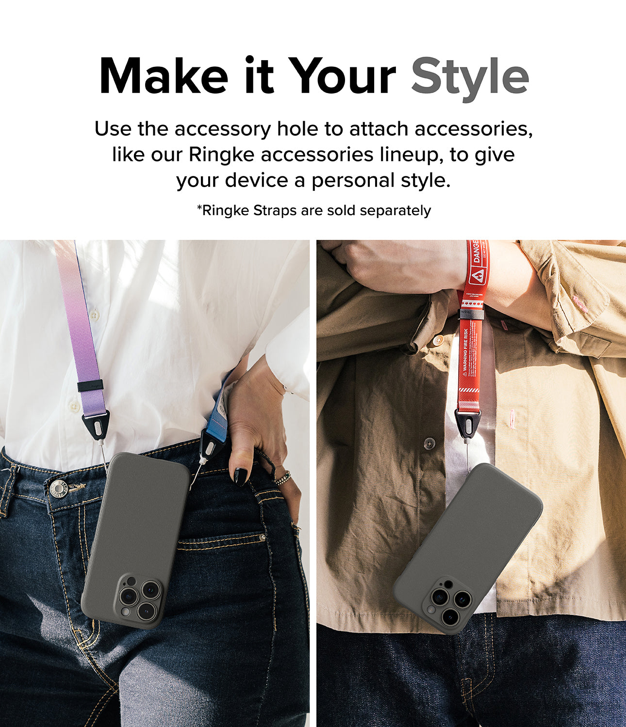iPhone 15 Pro Max Case | Onyx - Gray - Make it Your Style. Use the accessory hole to attach accessories, like our Ringke accessories lineup, to give your device a personal style.
