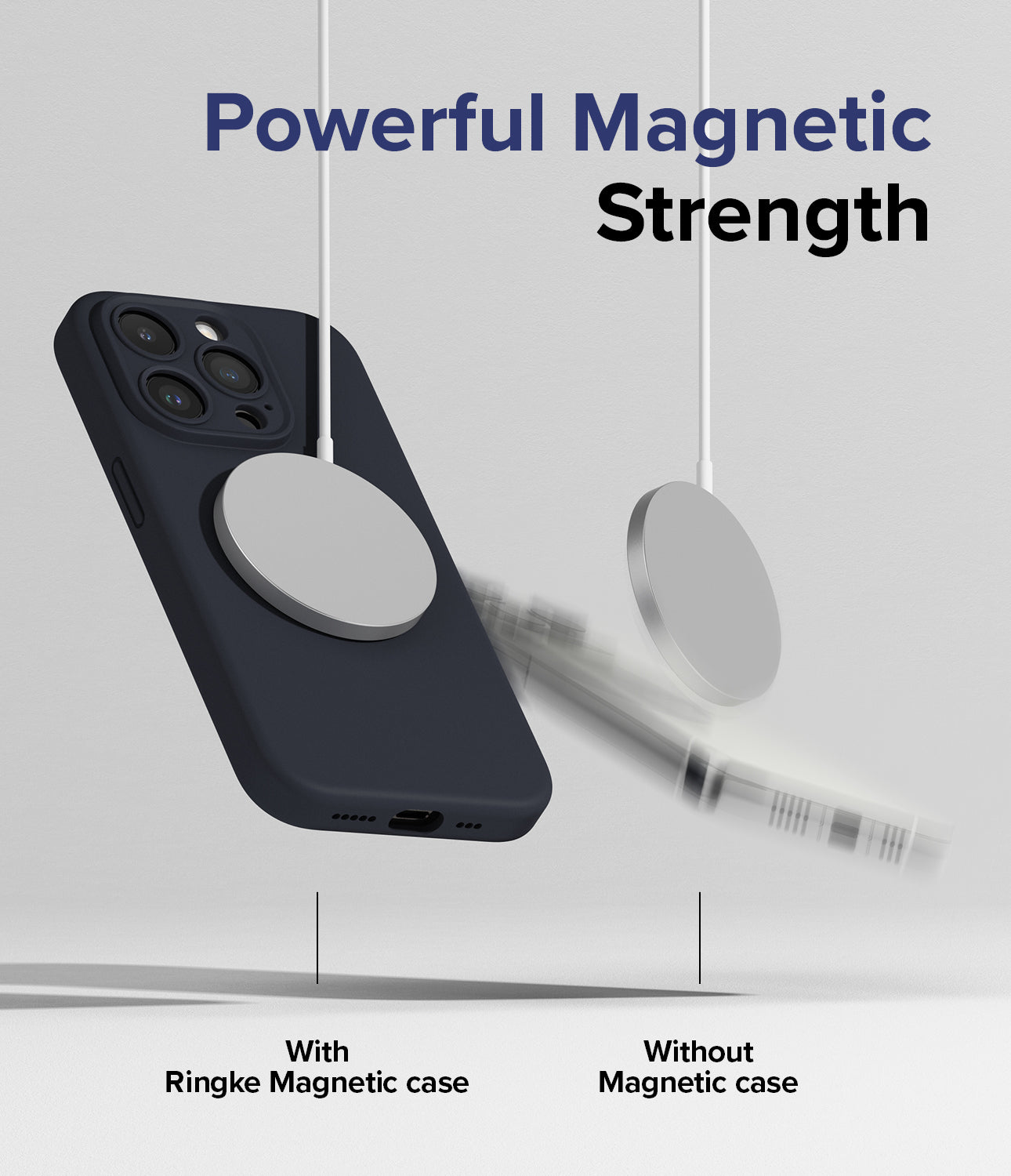 iPhone 15 Pro Max Case | Silicone Magnetic - Deep Blue - Powerful Magnetic Strength.