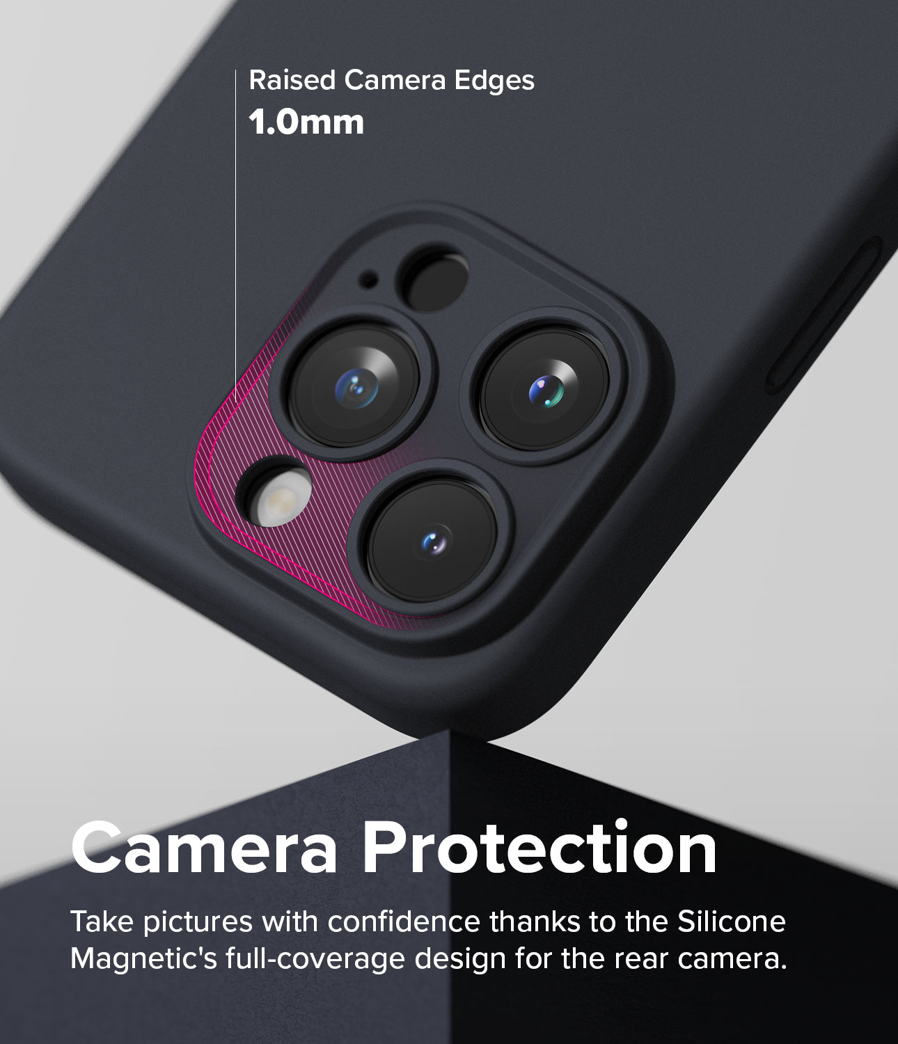 iPhone 15 Pro Max Case | Silicone Magnetic - Deep Blue - Camera Protection. Take pictures with confidence thanks to the Silicone Magnetic's full-coverage design for the rear camera.