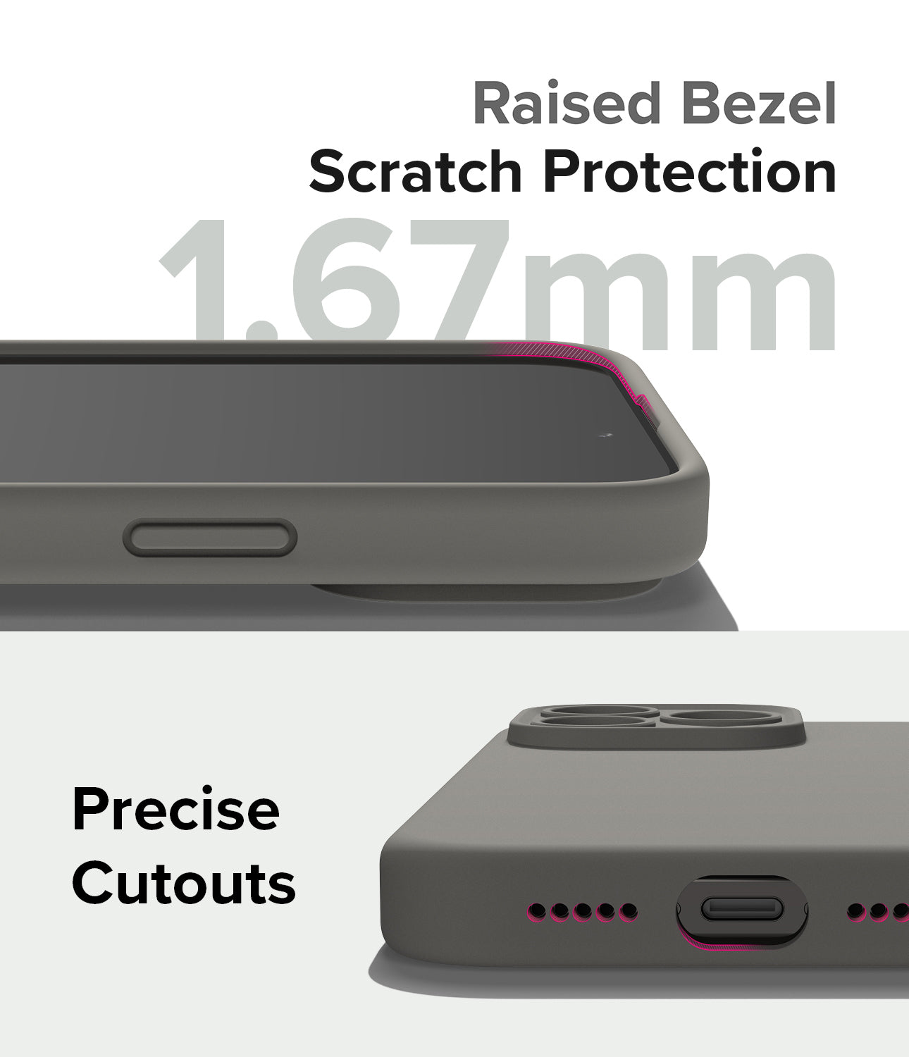 iPhone 15 Pro Max Case | Silicone Magnetic - Gray - Raised Bezel Scratch Protection. Precise Cutouts.