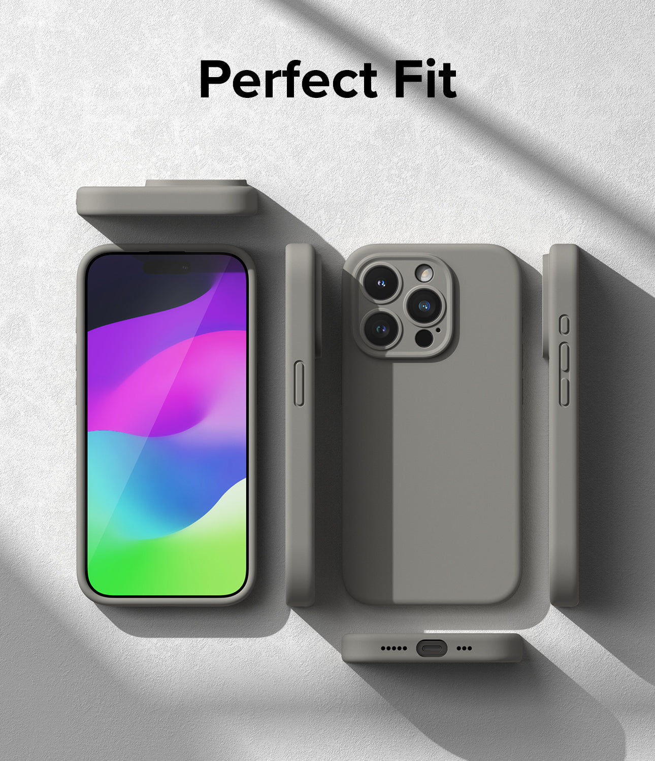 iPhone 15 Pro Max Case | Silicone Magnetic - Gray - Perfect Fit.