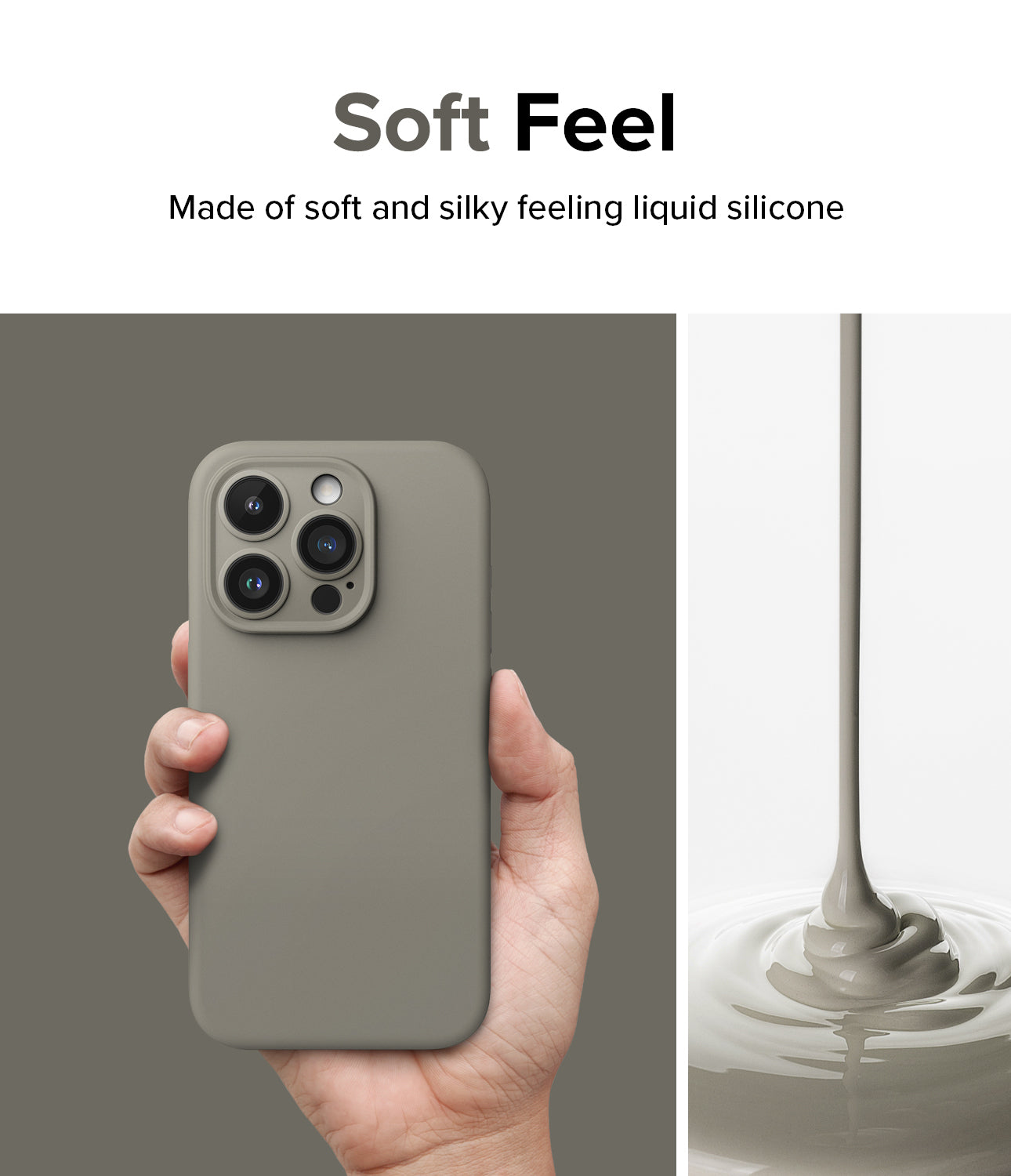 iPhone 15 Pro Max Case | Silicone Magnetic - Gray - Soft Feel. Made of soft and silky feeling liquid silicone.
