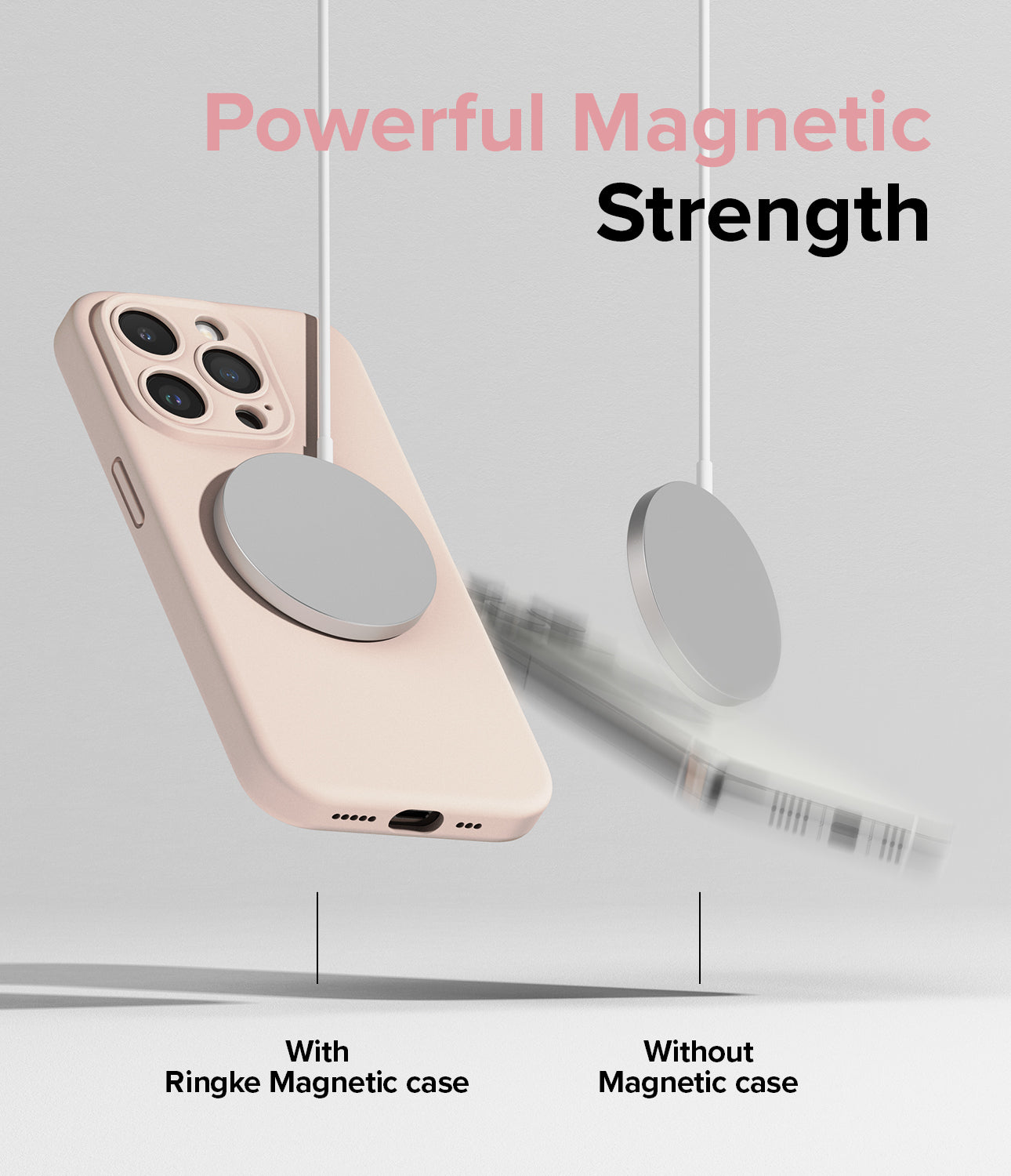iPhone 15 Pro Max Case | Silicone Magnetic - Pink Sand - Powerful Magnetic Strength