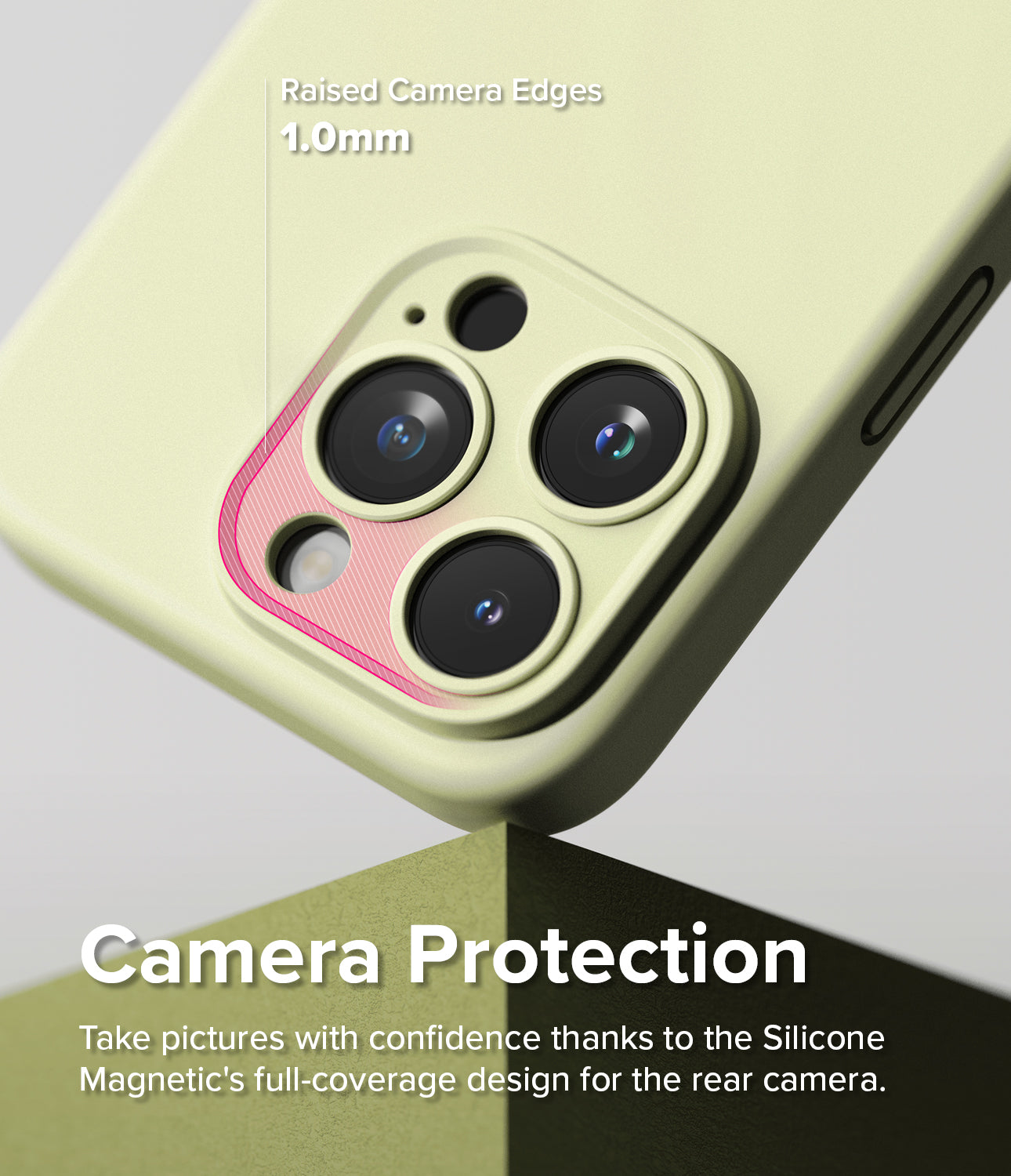 iPhone 15 Pro Max Case | Silicone Magnetic - Sunny Lime - Camera Protection. Take pictures with confidence thanks to the Silicone Magnetic's full-coverage design for the rear camera.