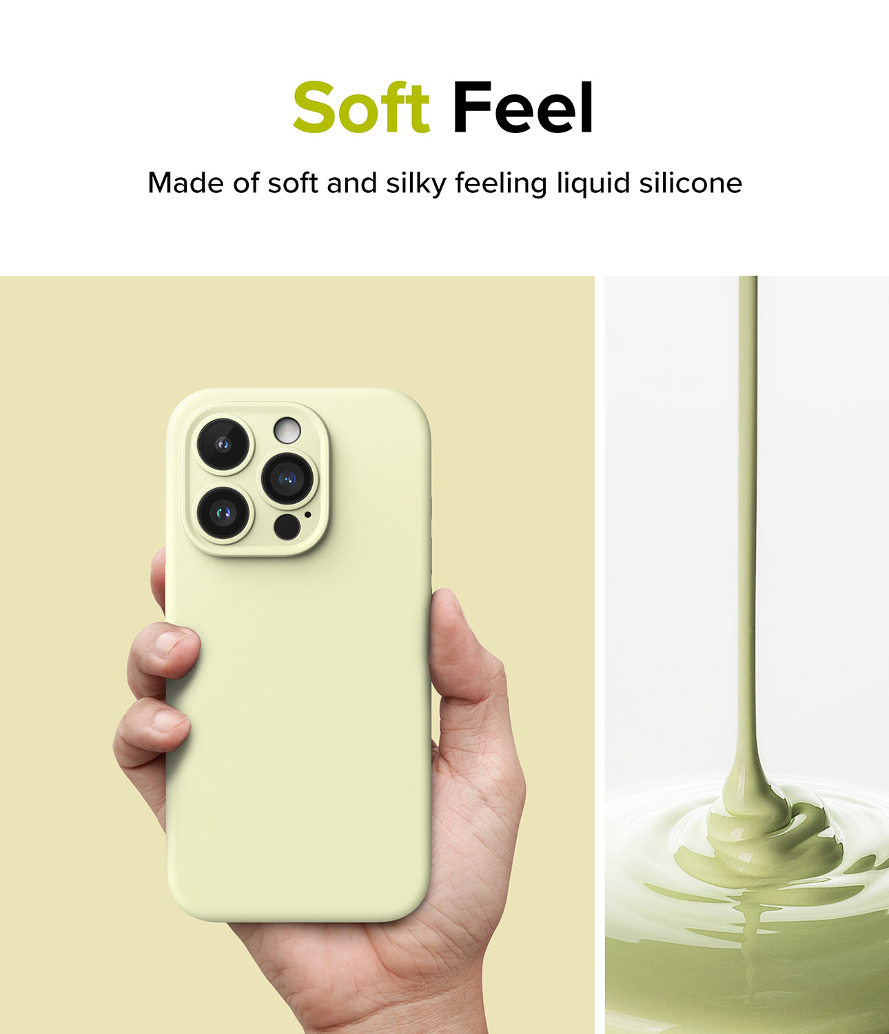 iPhone 15 Pro Max Case | Silicone Magnetic - Sunny Lime - Soft Feel. Made of soft and silky feeling liquid silicone.