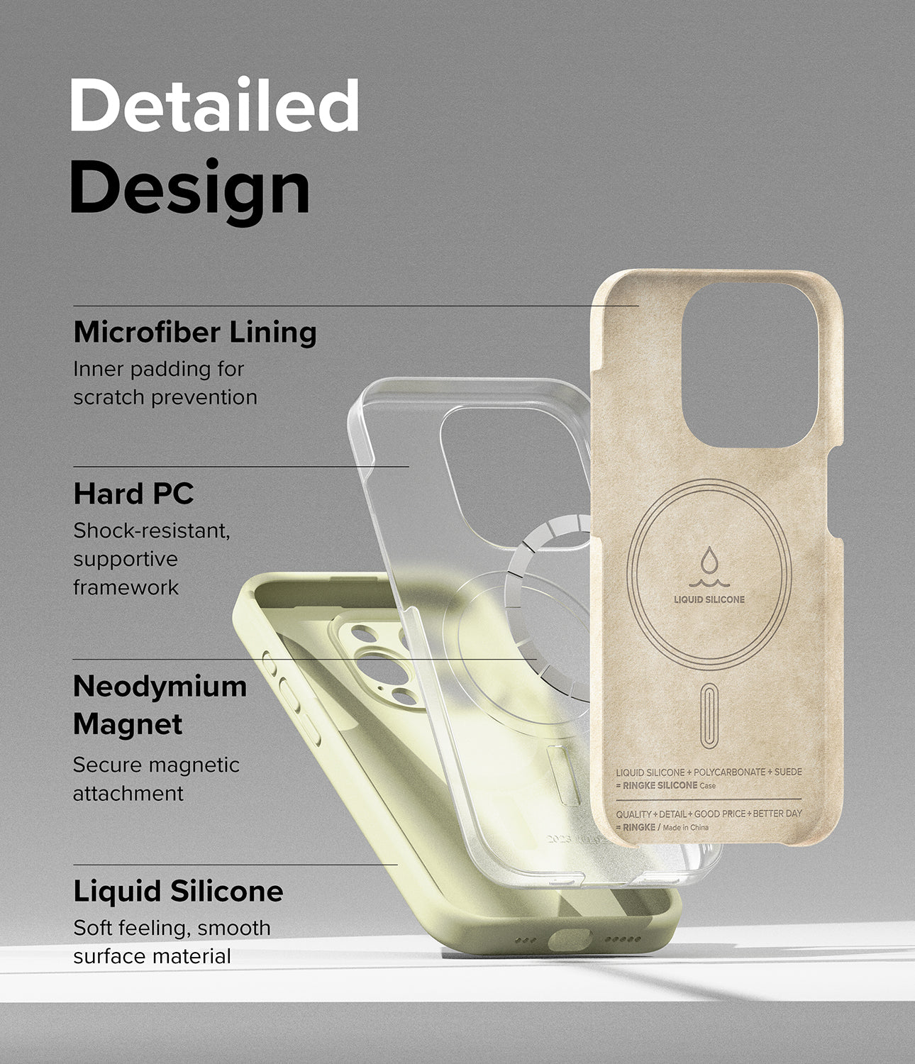 iPhone 15 Pro Max Case | Silicone Magnetic - Sunny Lime - Detailed Design. Inner padding for scratch prevention with Microfiber Lining. Shock-resistant, supportive framework with Hard PC. Neodymium Magnet to secure magnetic attachment . Soft feeling, smooth surface material with Liquid Silicone.