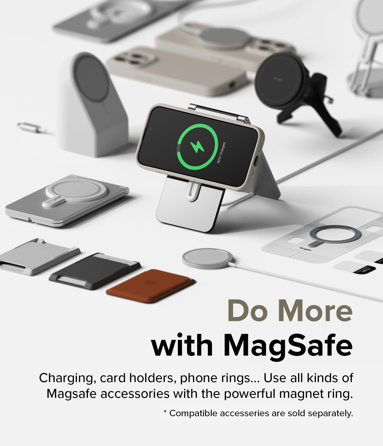 iPhone 15 Pro Max Case | Silicone Magnetic - Stone - Do More with MagSafe. Charging, card holders, phone rings... use all kinds of MagSafe accessories with the powerful magnet ring.