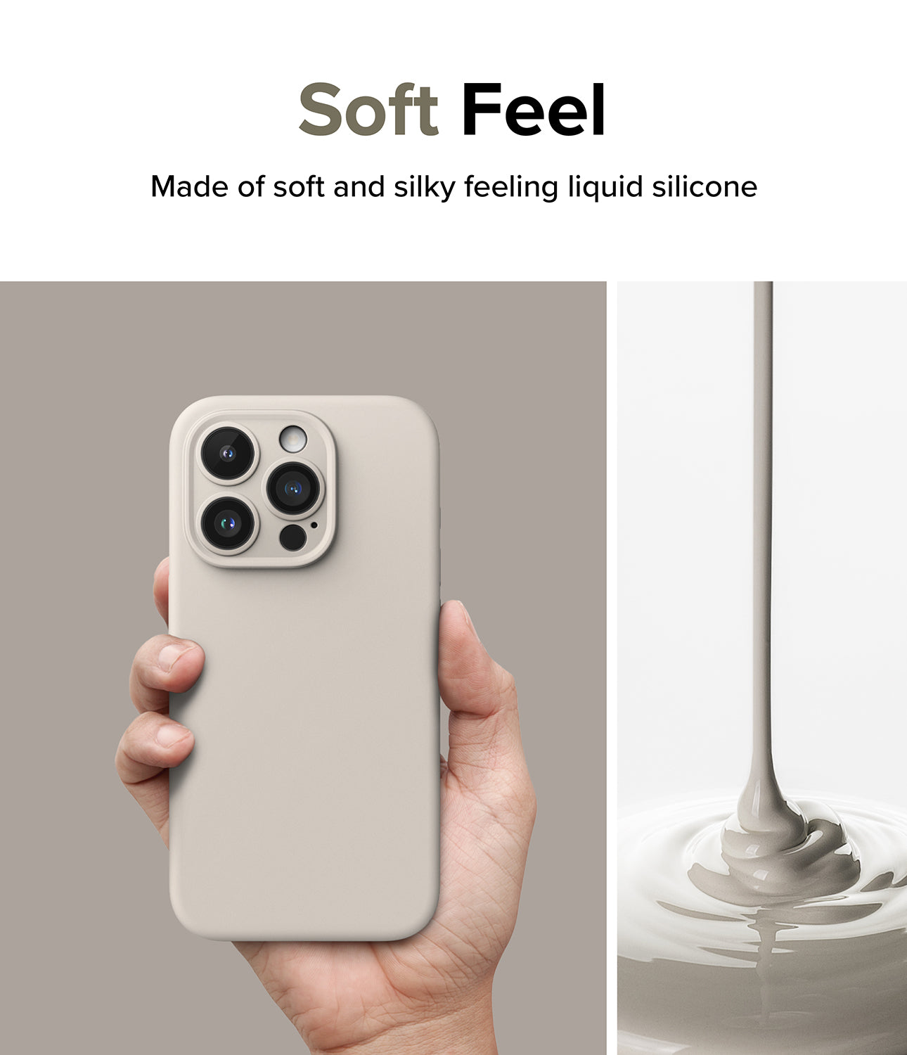 iPhone 15 Pro Max Case | Silicone Magnetic - Stone - Soft Feel. Made of soft and silky feeling liquid silicone.