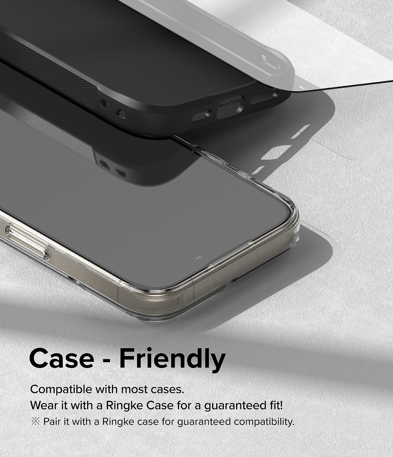 iPhone 15 Pro Max Screen Protector | Easy Slide Tempered Glass - Case-Friendly. Compatible with most cases. Wear it with a Ringke Case for a guaranteed fit!