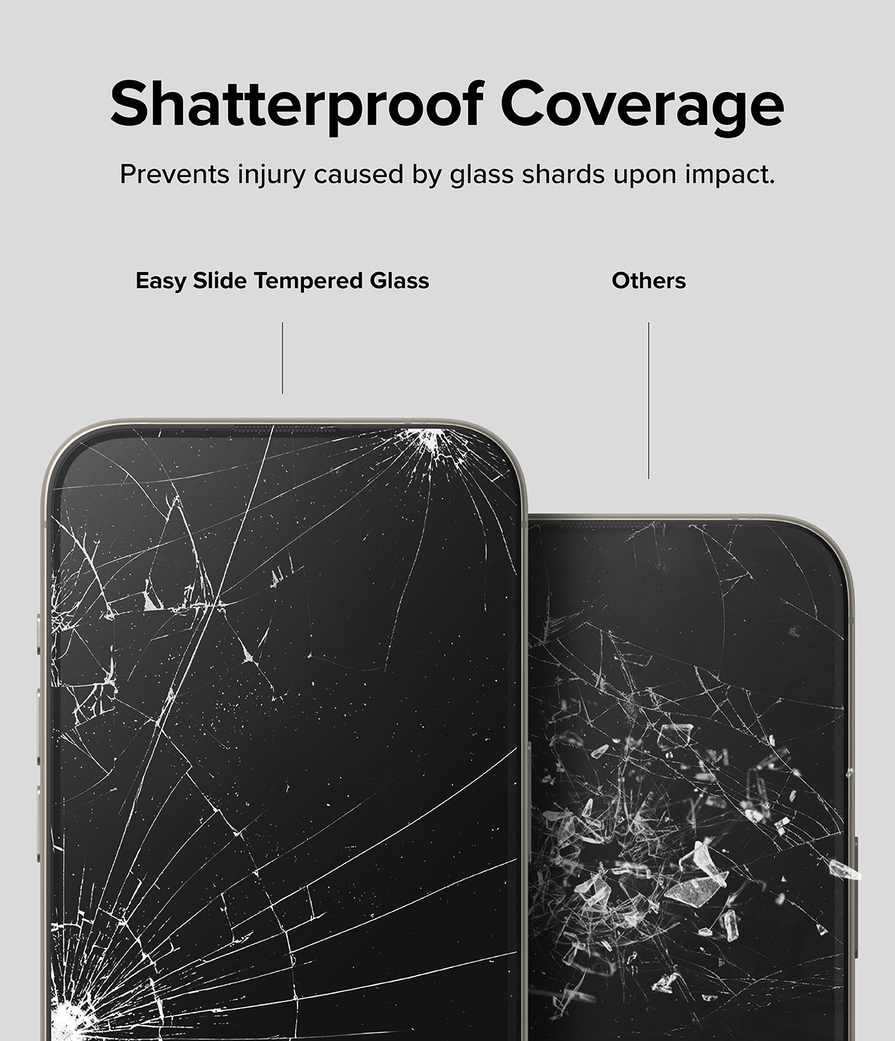 iPhone 15 Pro Max Screen Protector | Easy Slide Tempered Glass - Shatterproof Coverage. Prevents injury by glass shards upon impact.