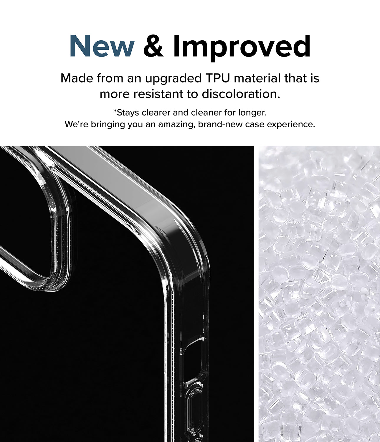 iPhone 15 Plus Case | Fusion - Clear - New and Improved. Made from an upgraded TPU material that is more resistant to discoloration.