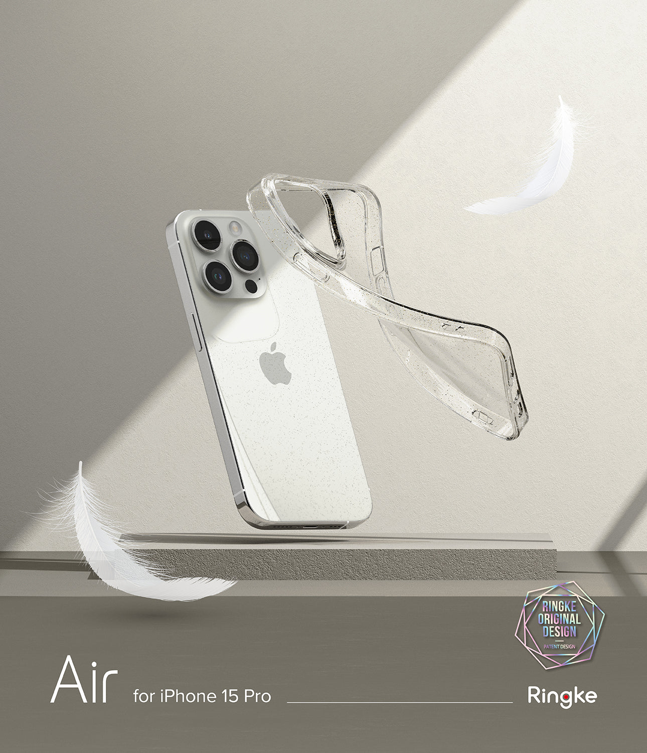 iPhone 15 Pro Case | Air - Glitter Clear - By Ringke