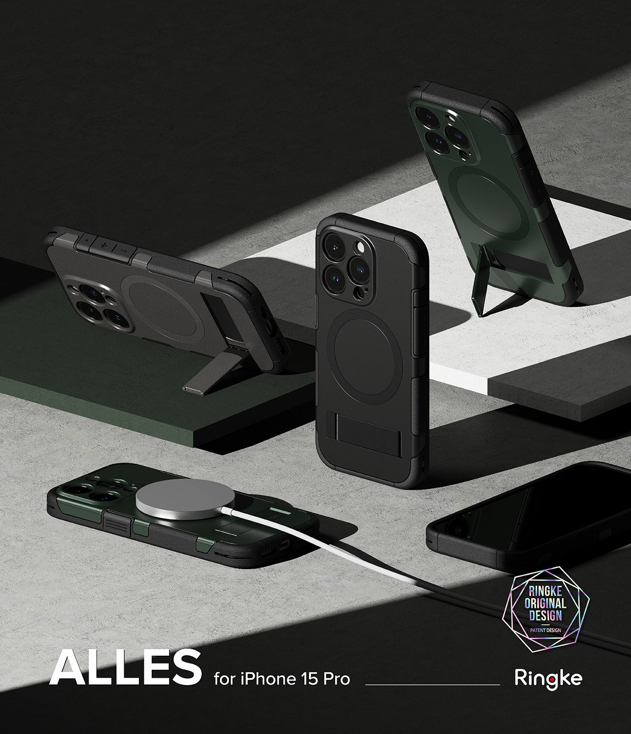 iPhone 15 Pro Case | Alles - Dark Green - By Ringke