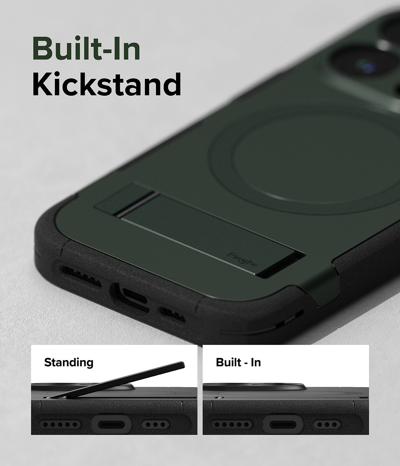iPhone 15 Pro Case | Alles - Dark Green - Built-In Kickstand