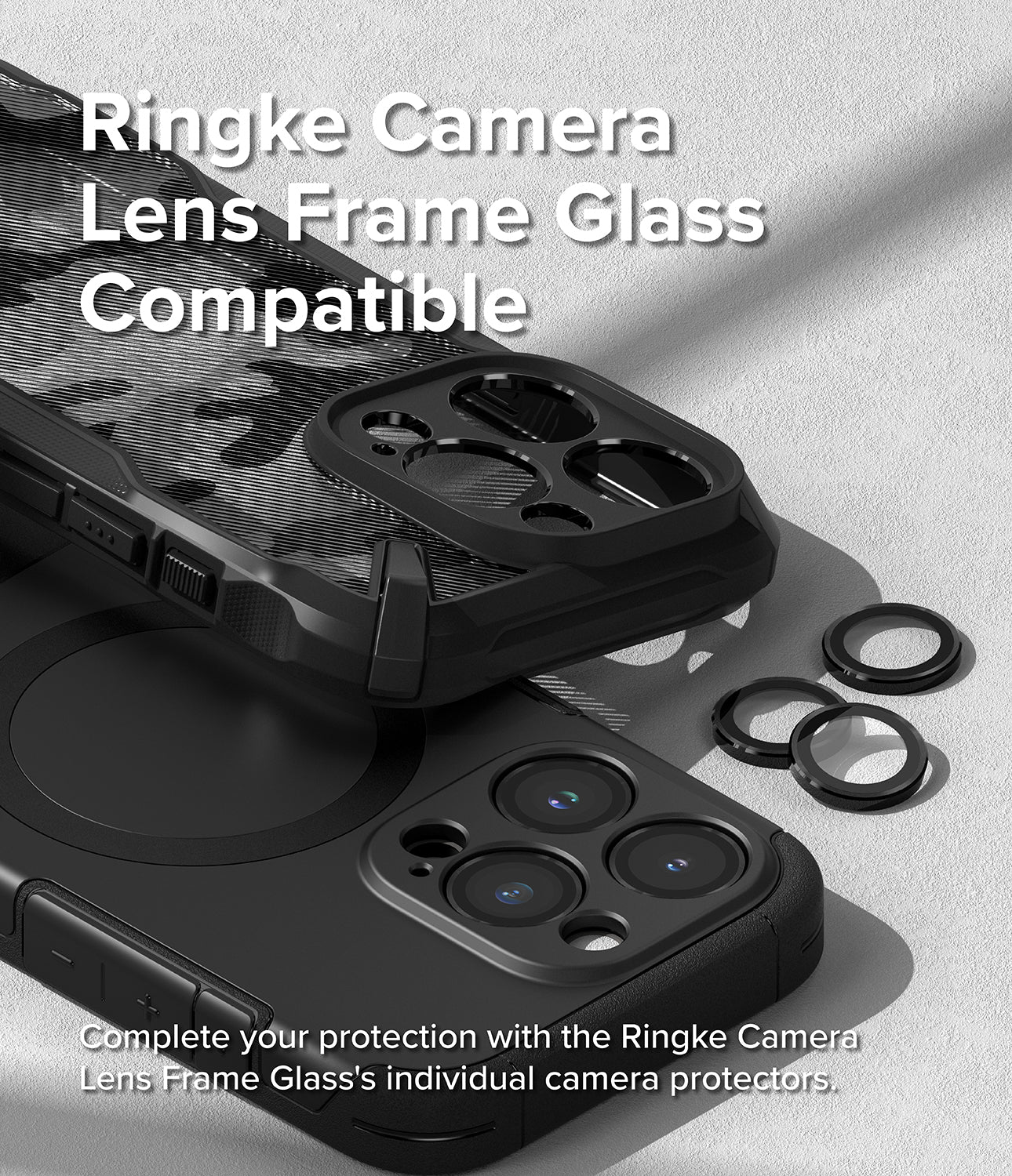 iPhone 15 Pro Case | Alles - Gun Metal - Ringke Camera Lens Frame Glass Compatible. Complete your protection with the Ringke Camera Lens Frame Glass' individual camera protectors.