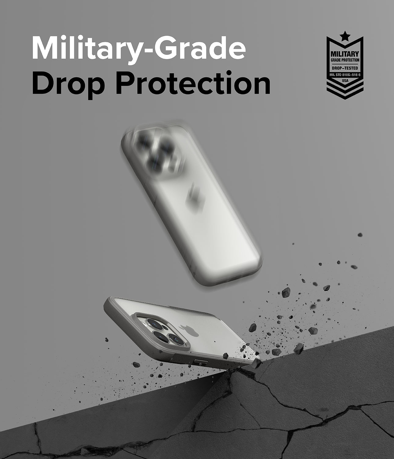 iPhone 15 Pro Case | Fusion Bold - Clear/Gray - Military-Grade Drop Protection.