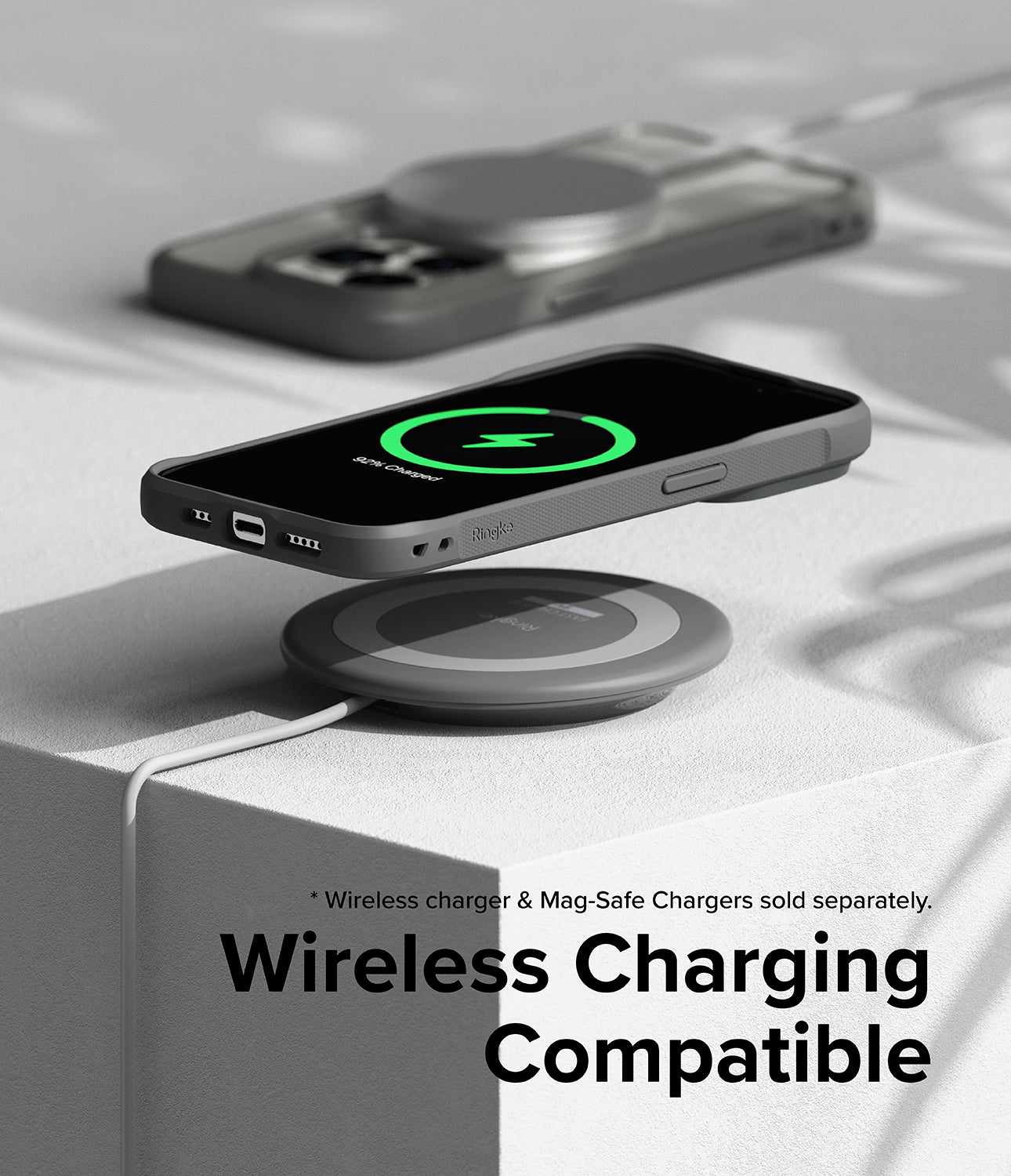 iPhone 15 Pro Case | Fusion Bold - Clear/Gray - Wireless Charging Compatible.
