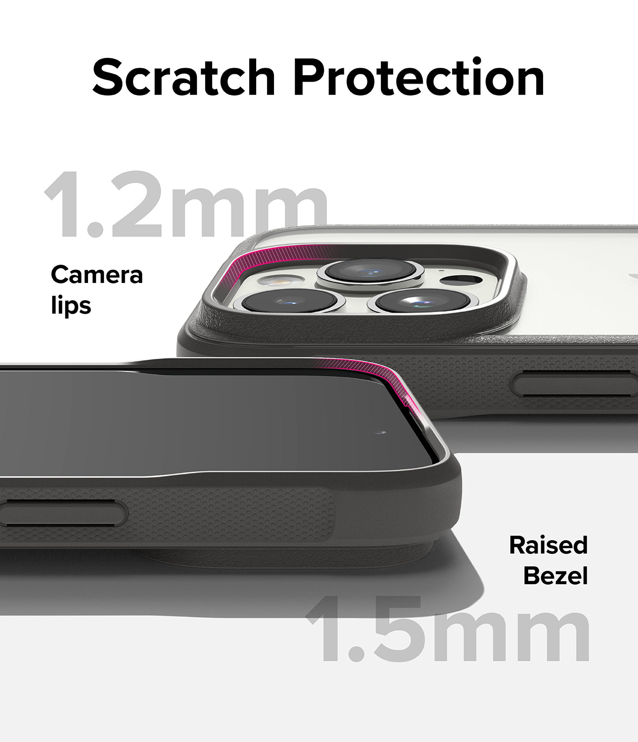 iPhone 15 Pro Case | Fusion Bold - Clear/Gray - Scratch Protection. Camera Lips. Raised Bezel.