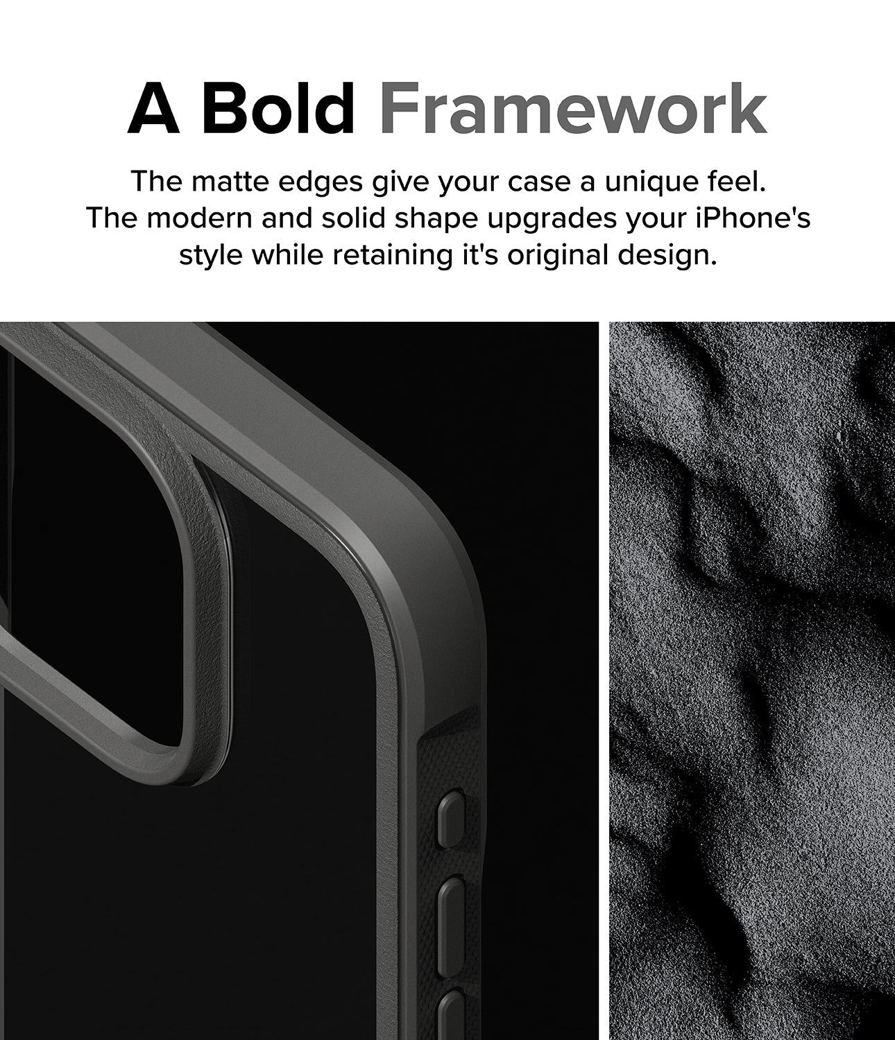 iPhone 15 Pro Case | Fusion Bold - Clear/Black - A Bold Framework. The matte edges give your case a unique feel. The modern and solid shape upgrades your iPhone's style while retaining its original design.