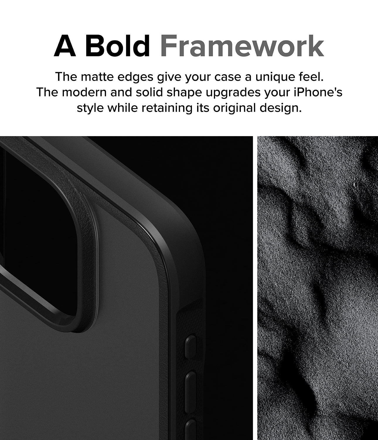 iPhone 15 Pro Case | Fusion Bold - Matte/Black - A Bold Framework. The matte edges give your case a unique feel. The modern and solid shape upgrades your iPhone's style while retaining its original design.